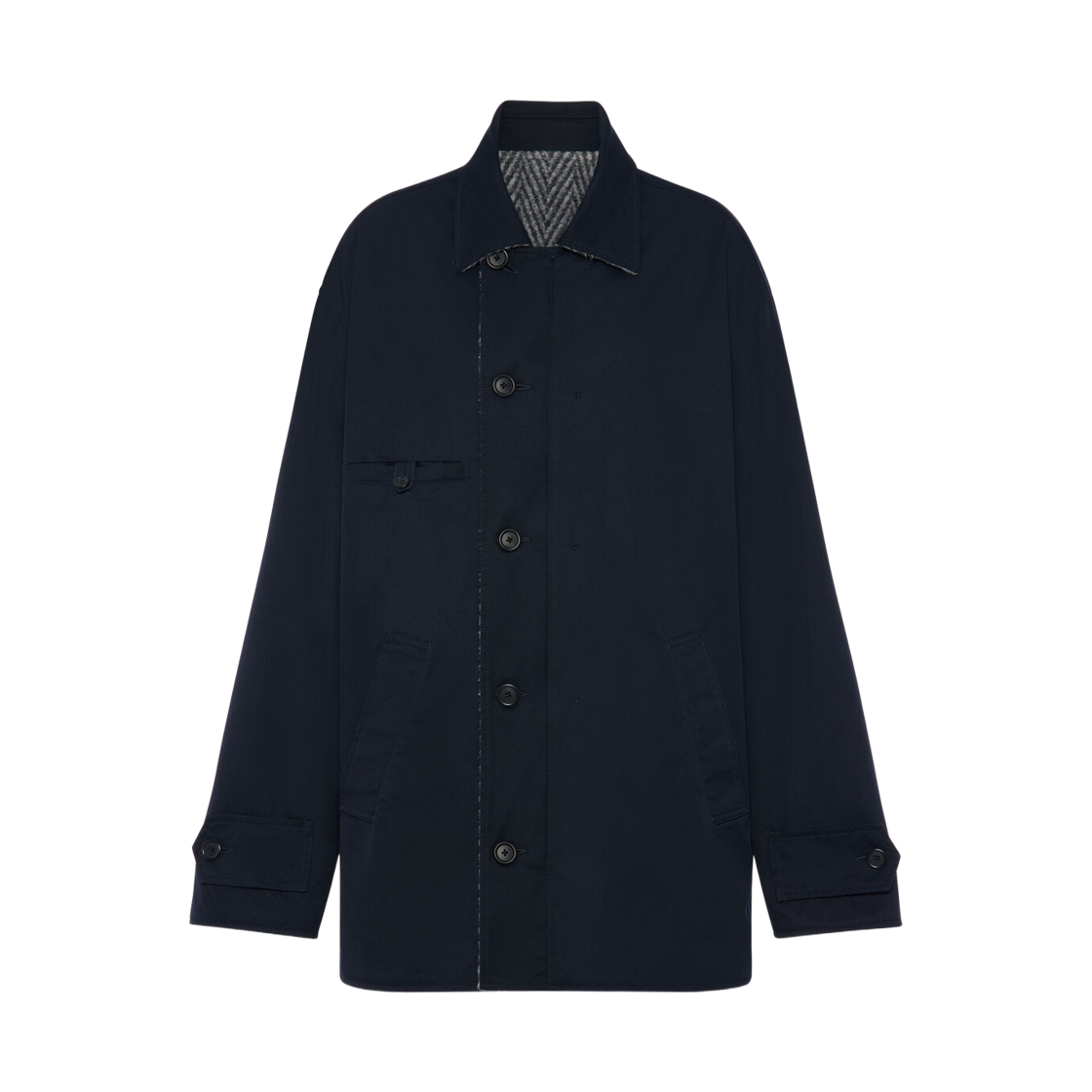 S51AM0511MTN155511 (W) Maison Margiela Reversible Caban Navy Blue Grey