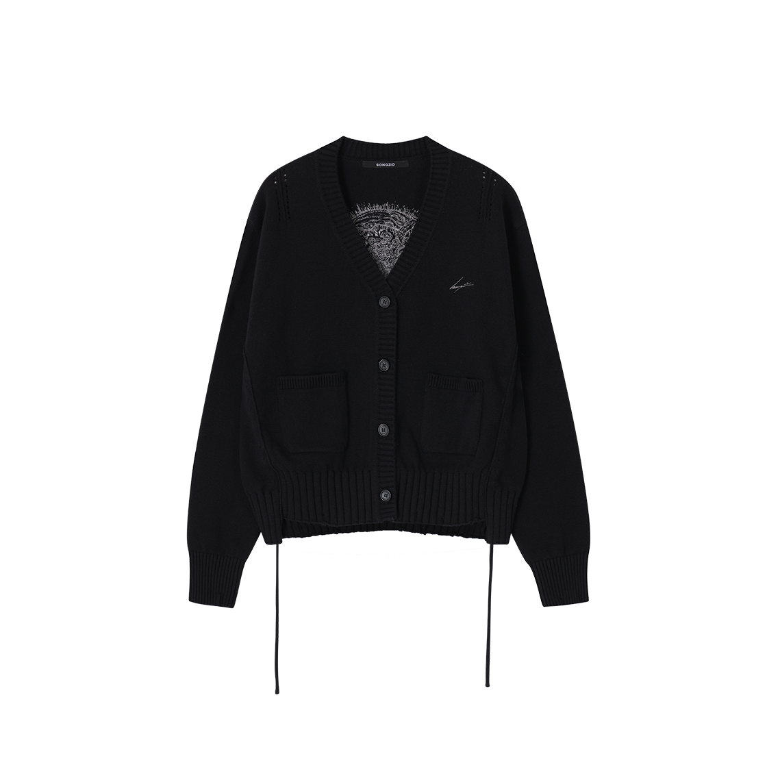 WI2KT708BK (W) SONGZIO COLLECTION Archangel Embroidered Cardigan Black