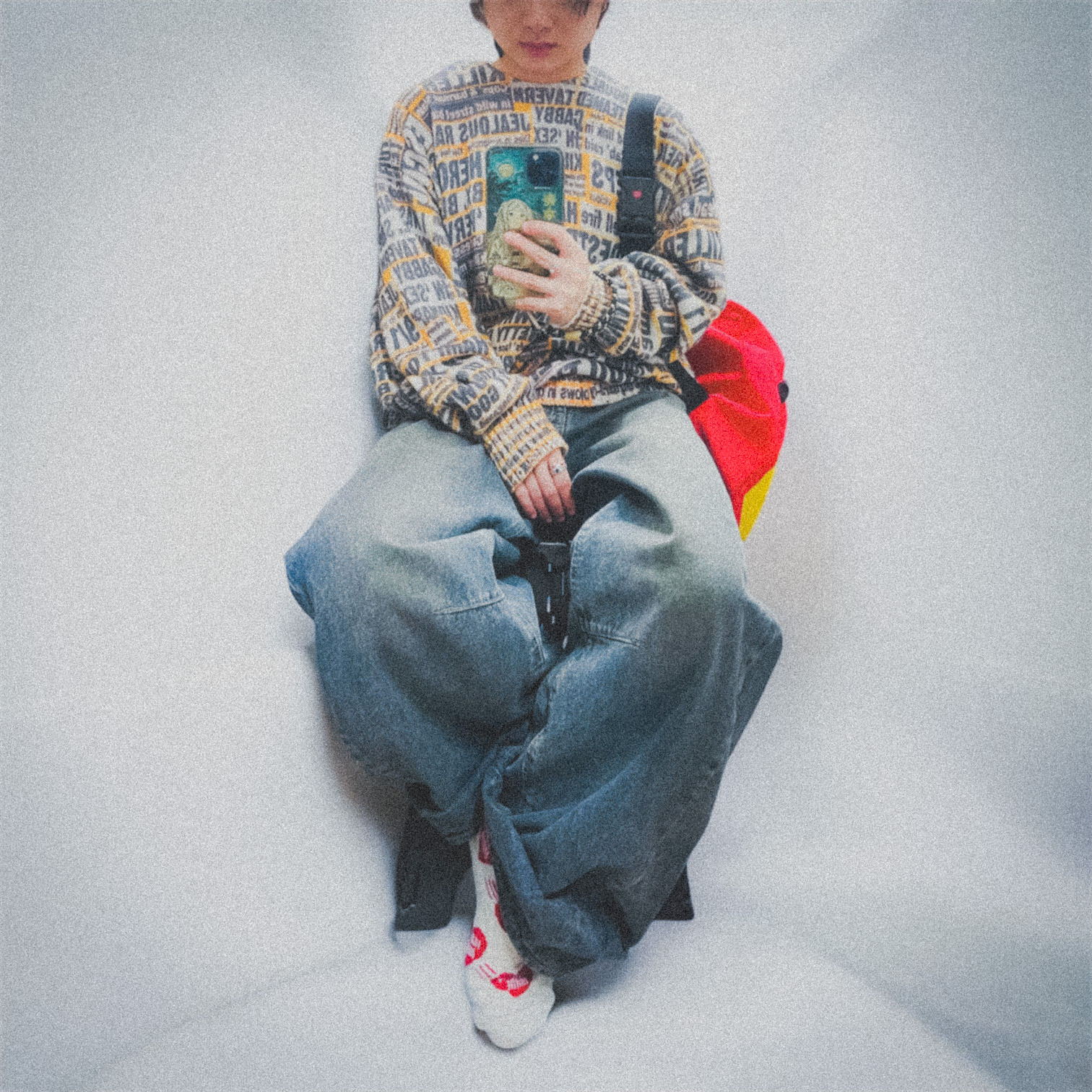 Supreme x Dash Snow Sweater Multicolor - 25FW, Human Made Square Backpack Red 착용 스타일 - 1