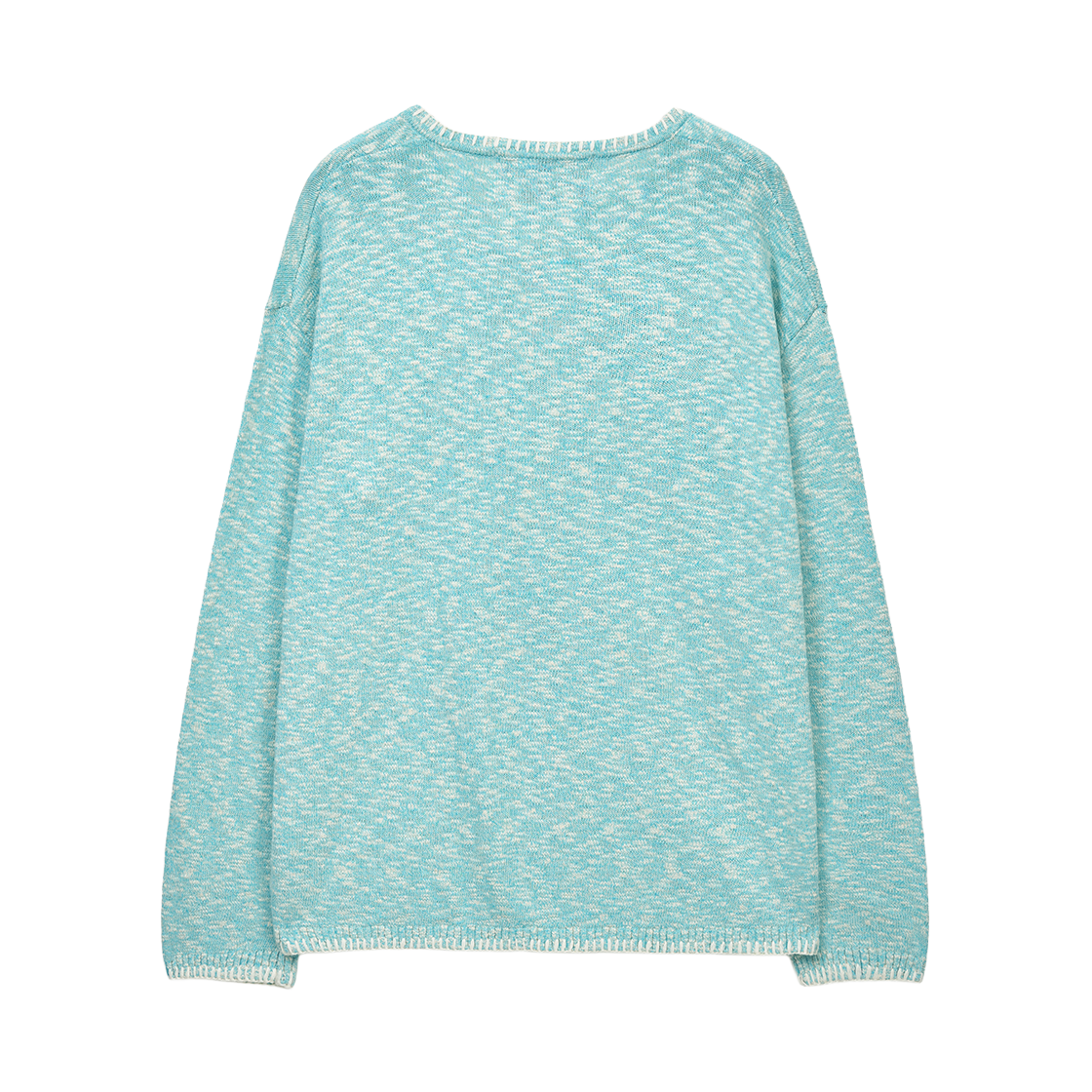 세터 헨리넥 투 톤 니트 블루(SATUR Henley Neck Two Tone Knit Blue) - 2