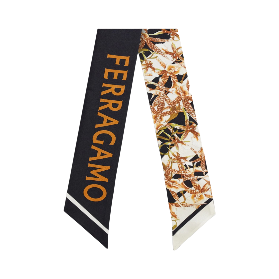 321242-789920 (W) Ferragamo Gaia Print Silk Bandeau Ivory Black
