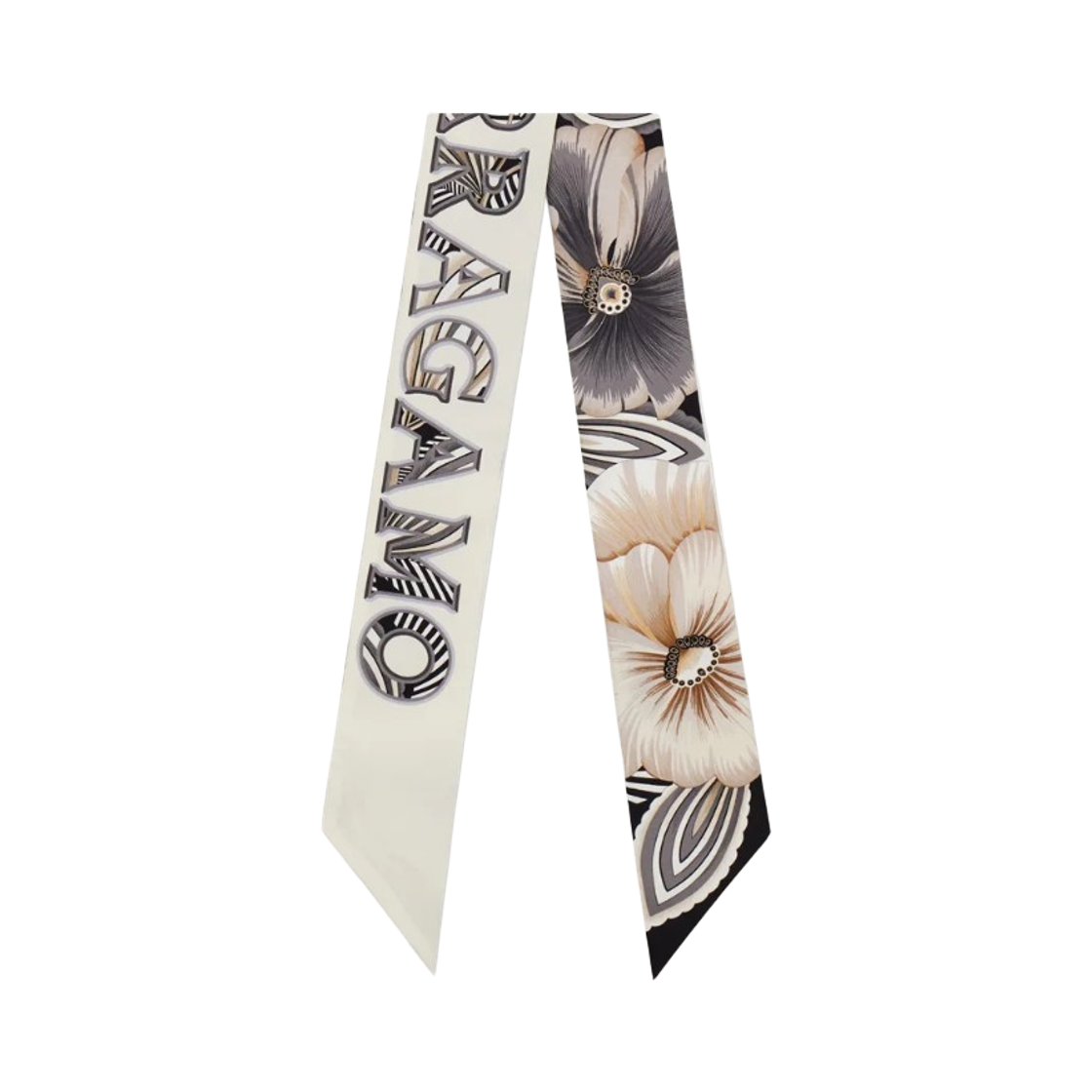 321247-789963 (W) Ferragamo Brezza Print Silk Bandeau Ivory Black