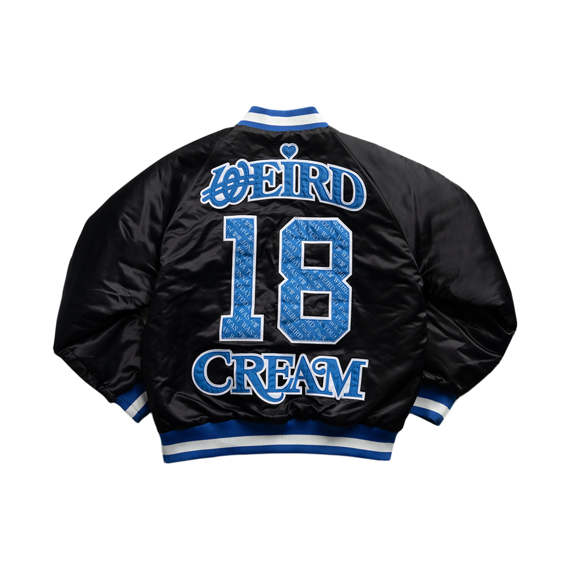 베이스크림 위얼드크림 90''s 사틴 바시티 자켓(Basecream Weirdcream 90’S Satin Varsity Jacket)
