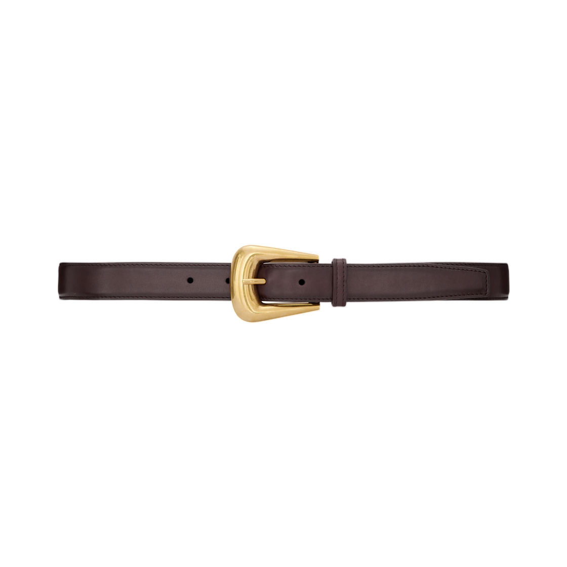 839457-AAB2Z-2596 (W) Saint Laurent Folk Buckle Belt in Smooth Leather Burnt Chocolate