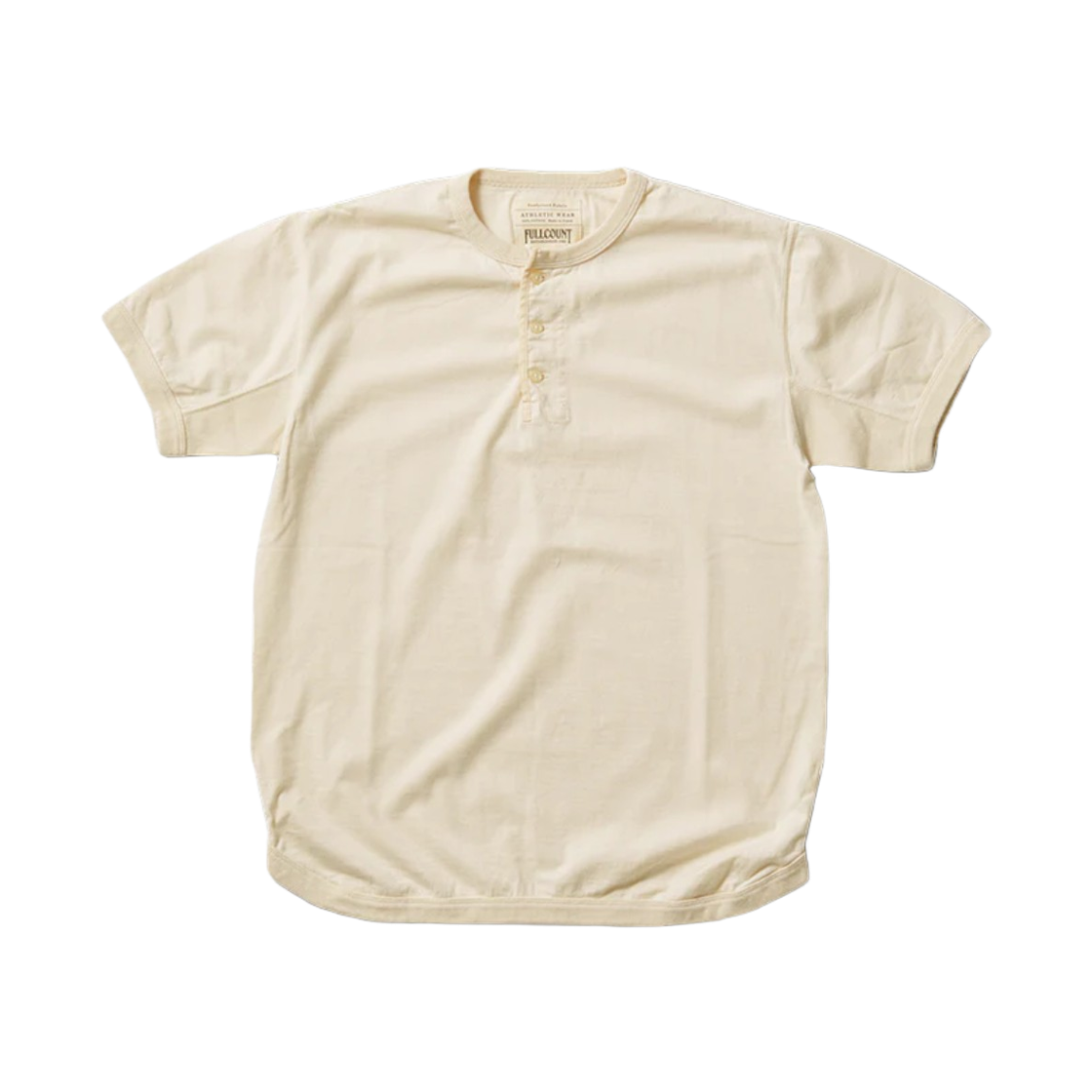 풀카운트 5222H-21 플랫 심 헤비웨이트 헨리 티셔츠 에크루(Fullcount 5222H-21 Flat Seam Heavyweight Henley T-Shirt Ecru)