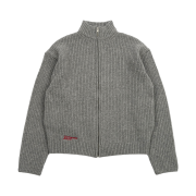 Farfromwhat Far High Neck Rib Knit Zip-Up_Gray