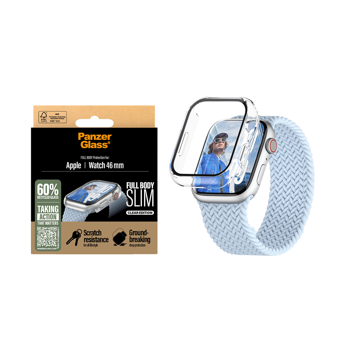 판저글래스 애플워치 슬림 풀커버 케이스 애플워치 10 46mm (클리어/블랙)(PANZERGLASS Apple Watch Slim Full Cover Case for Apple Watch Series 10 46mm (Clear / Black)) - 3