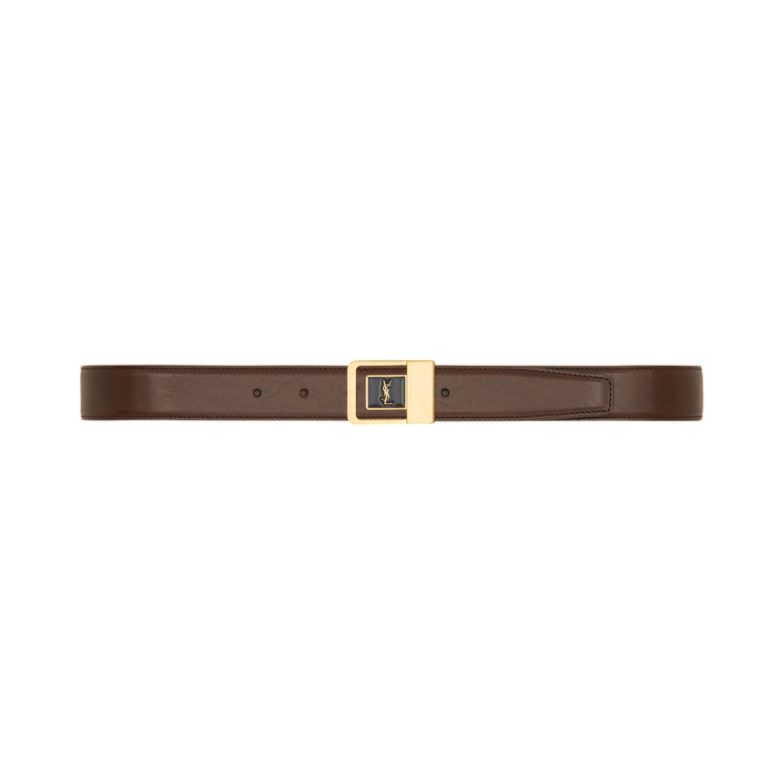 (W) 생로랑 라 66 버클 벨트 스무스 레더 번트 초콜릿((W) Saint Laurent La 66 Buckle Belt in Smooth Leather Burnt Chocolate)