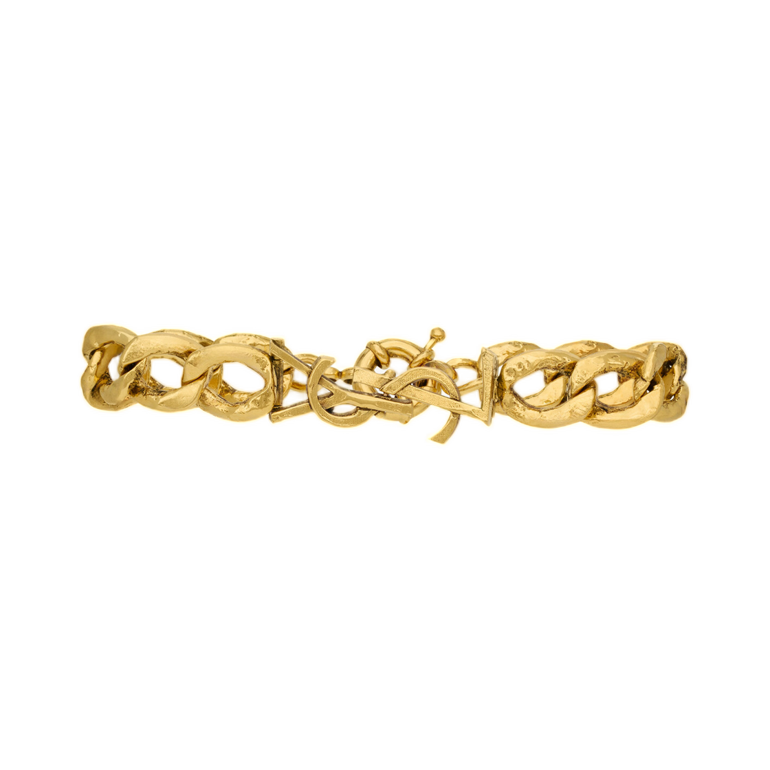 851103-Y1500-7005 Saint Laurent Cassandre Chain Bracelet in Metal Patinated Gold