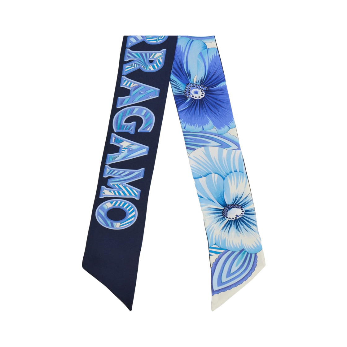 321247-789965 (W) Ferragamo Brezza Print Silk Bandeau Blue Light Blue