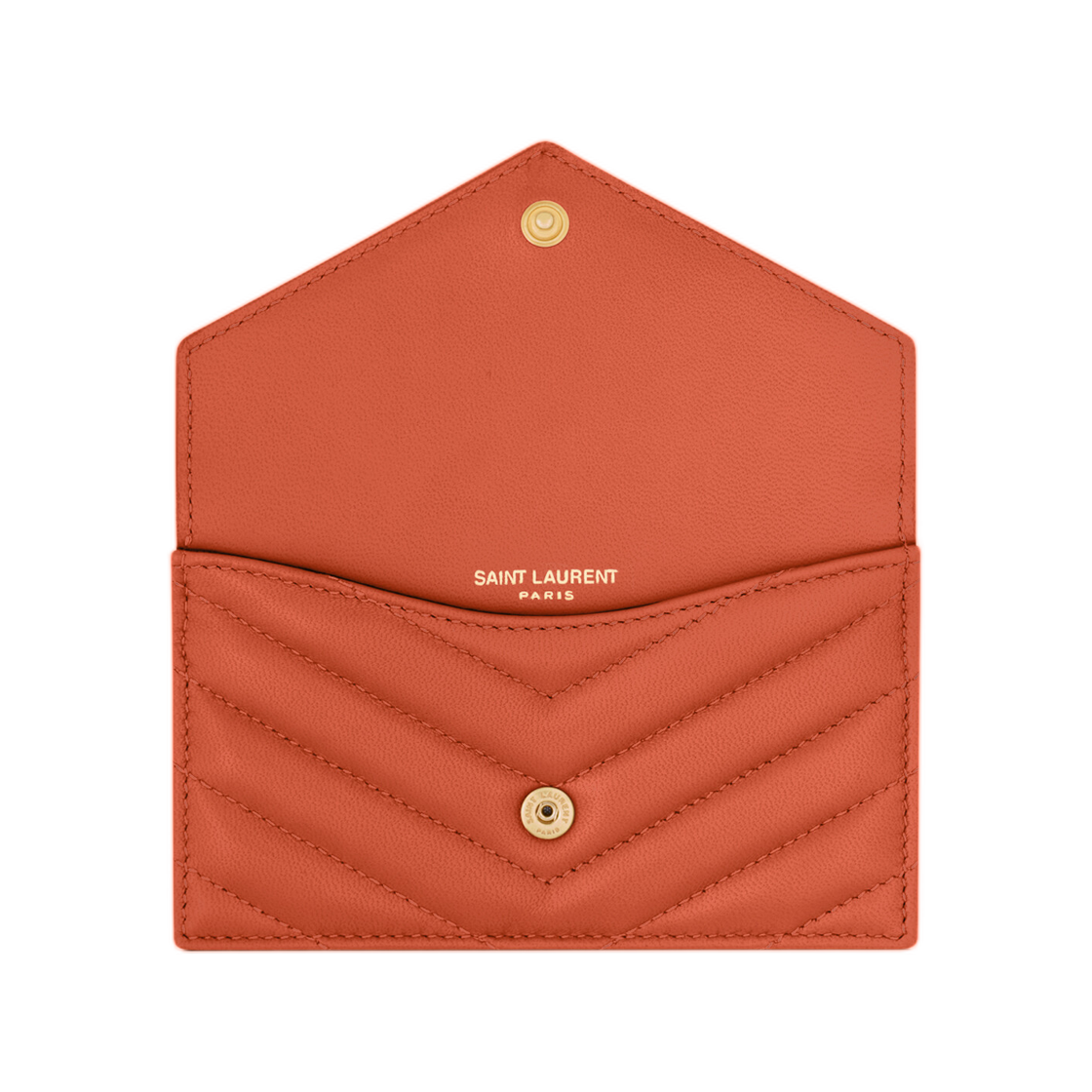 생로랑 카산드라 프라그먼트 플랩 카드 케이스 램스킨 다크 만다린(Saint Laurent Cassandre Fragments Flap Card Case in Lambskin Dark Mandarin) - 3