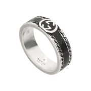 Gucci Interlocking G Wide Ring Black Silver