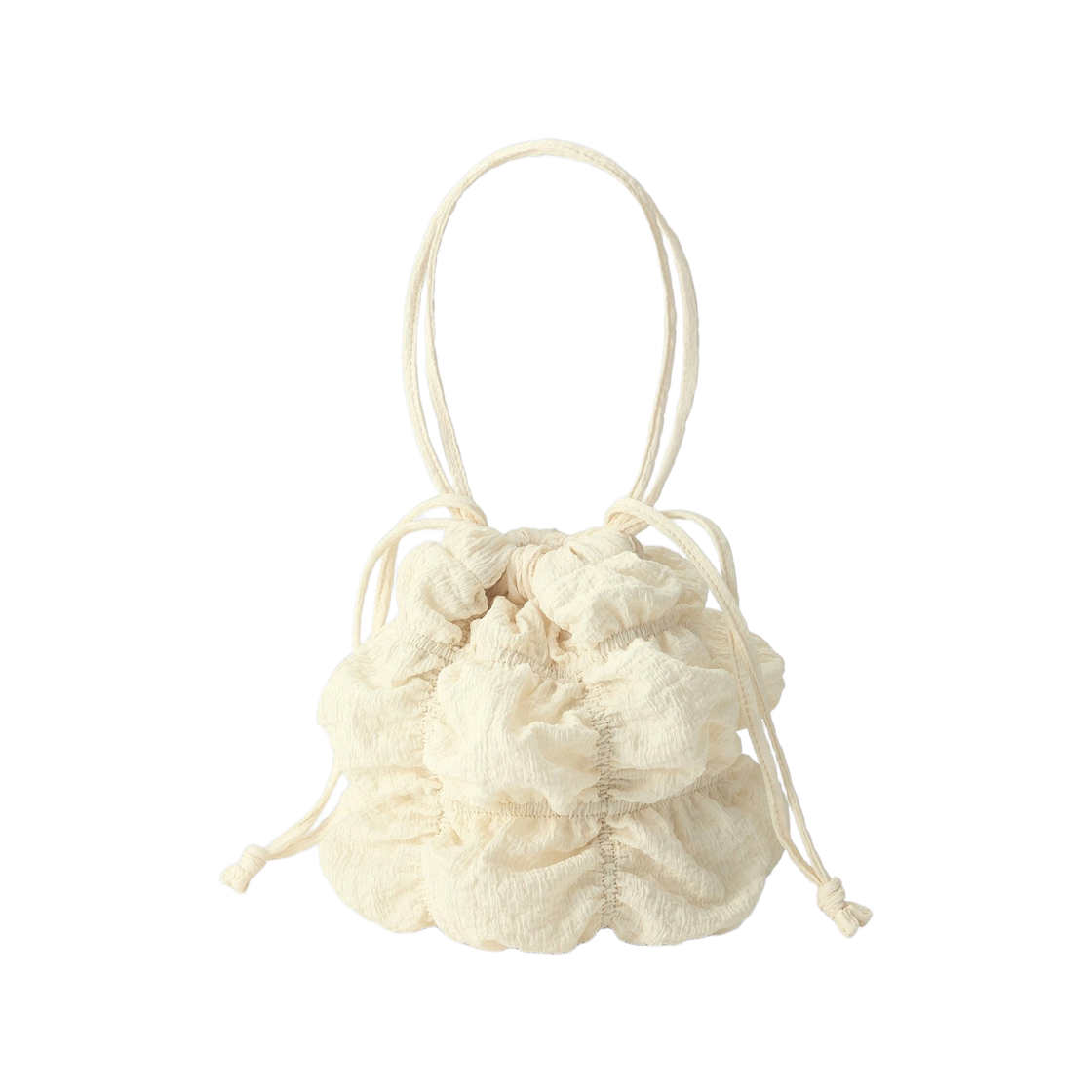 GU 쉬레드 드로우스트링 백 오프 화이트(GU Shirred Drawstring Bag Off White)