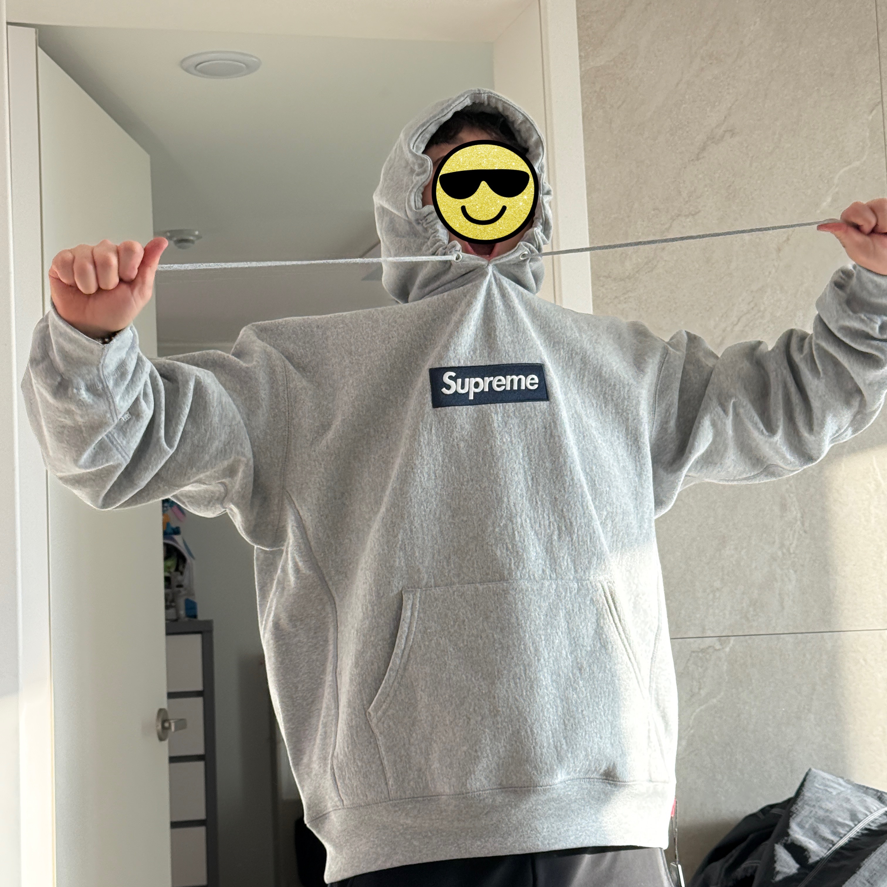 Supreme Box Logo Hooded Sweatshirt Heather Grey - 25FW 착용 스타일 - 1