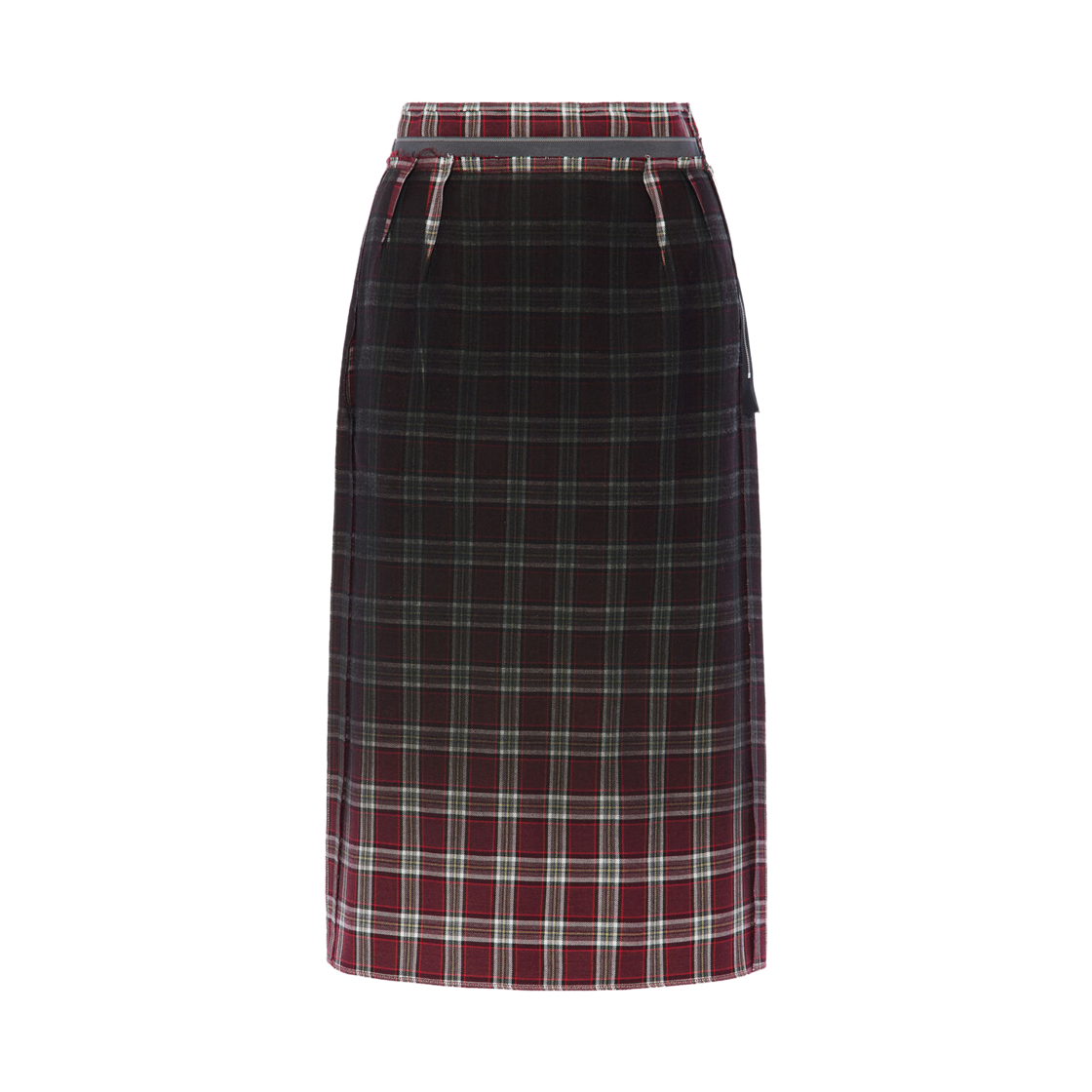 S51ME0053M35710001F (W) Maison Margiela Faded Check Wool Skirt Grey