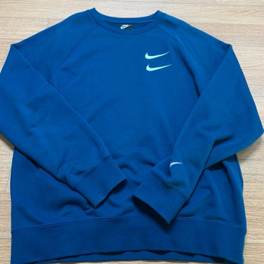 Nike NSW Double Swoosh Sweatshirt Blue Force Barely Volt - US/EU 착용 스타일 - 1