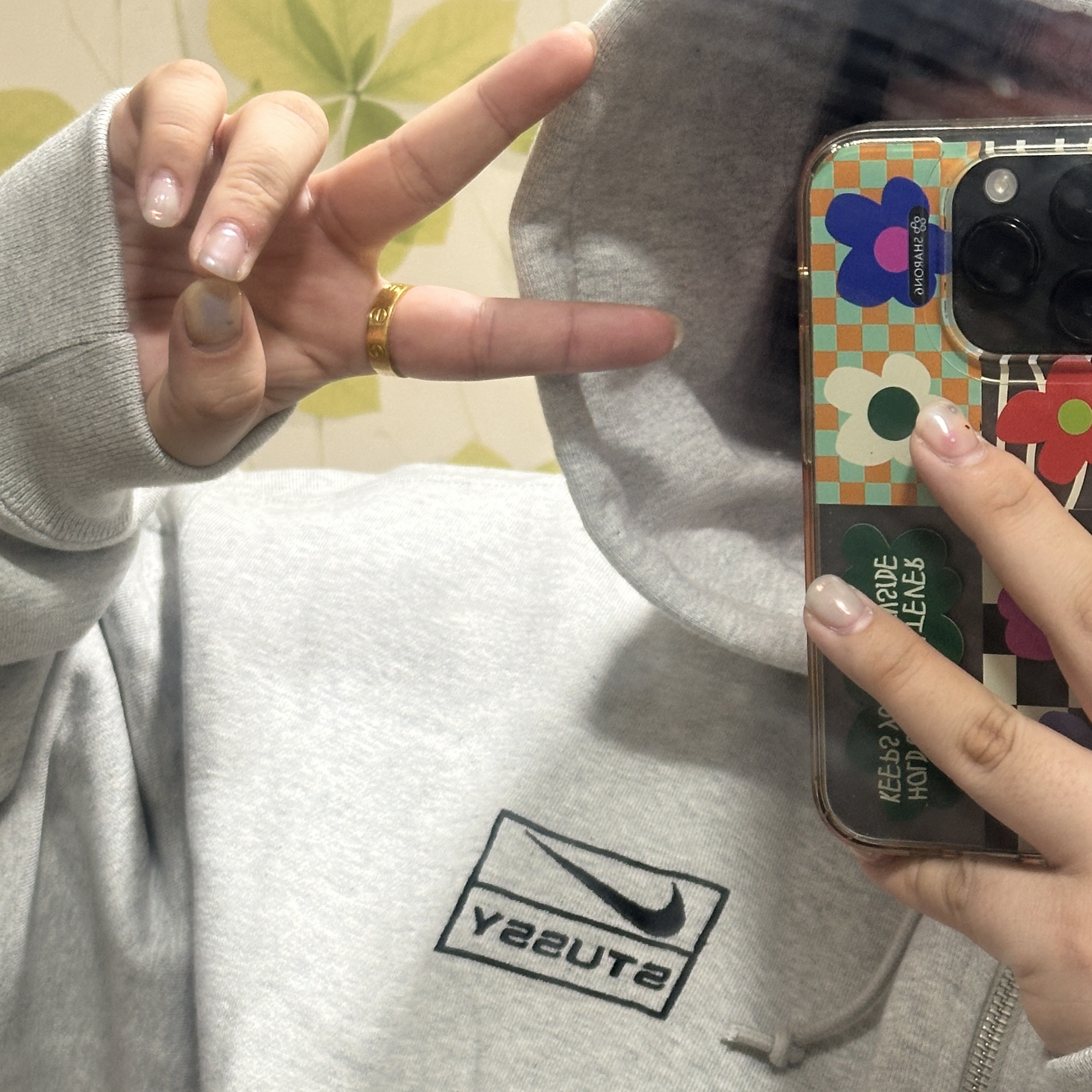 Nike x Stussy Full Zip Fleece Hoodie Grey Heather (FJ9181-050) 착용 스타일