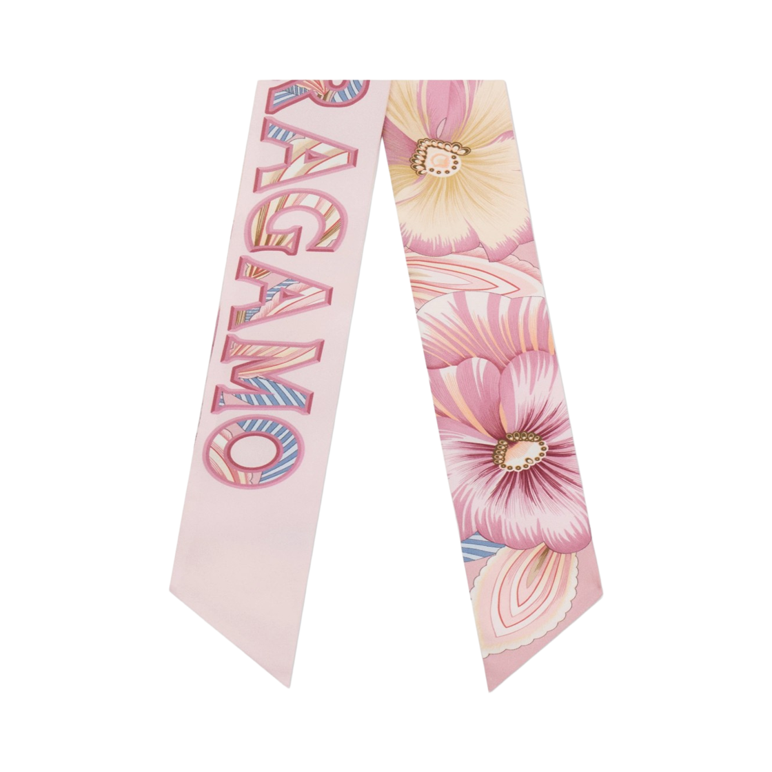 (W) 페라가모 브레짜 프린트 실크 방도 핑크 베이지((W) Ferragamo Brezza Print Silk Bandeau Pink Beige) - 1