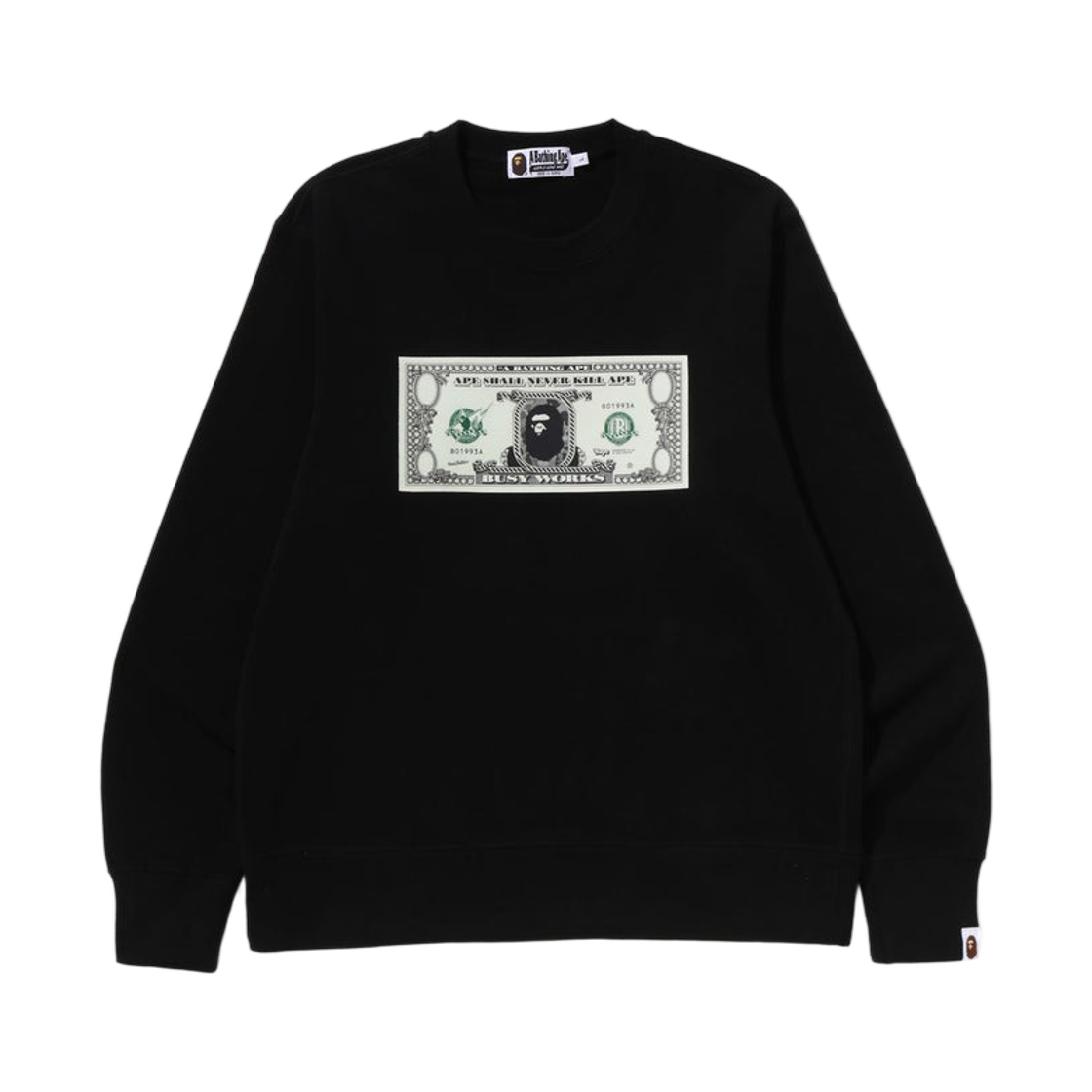 - BAPE Banknote Relaxed Fit Crewneck Sweatshirt Black