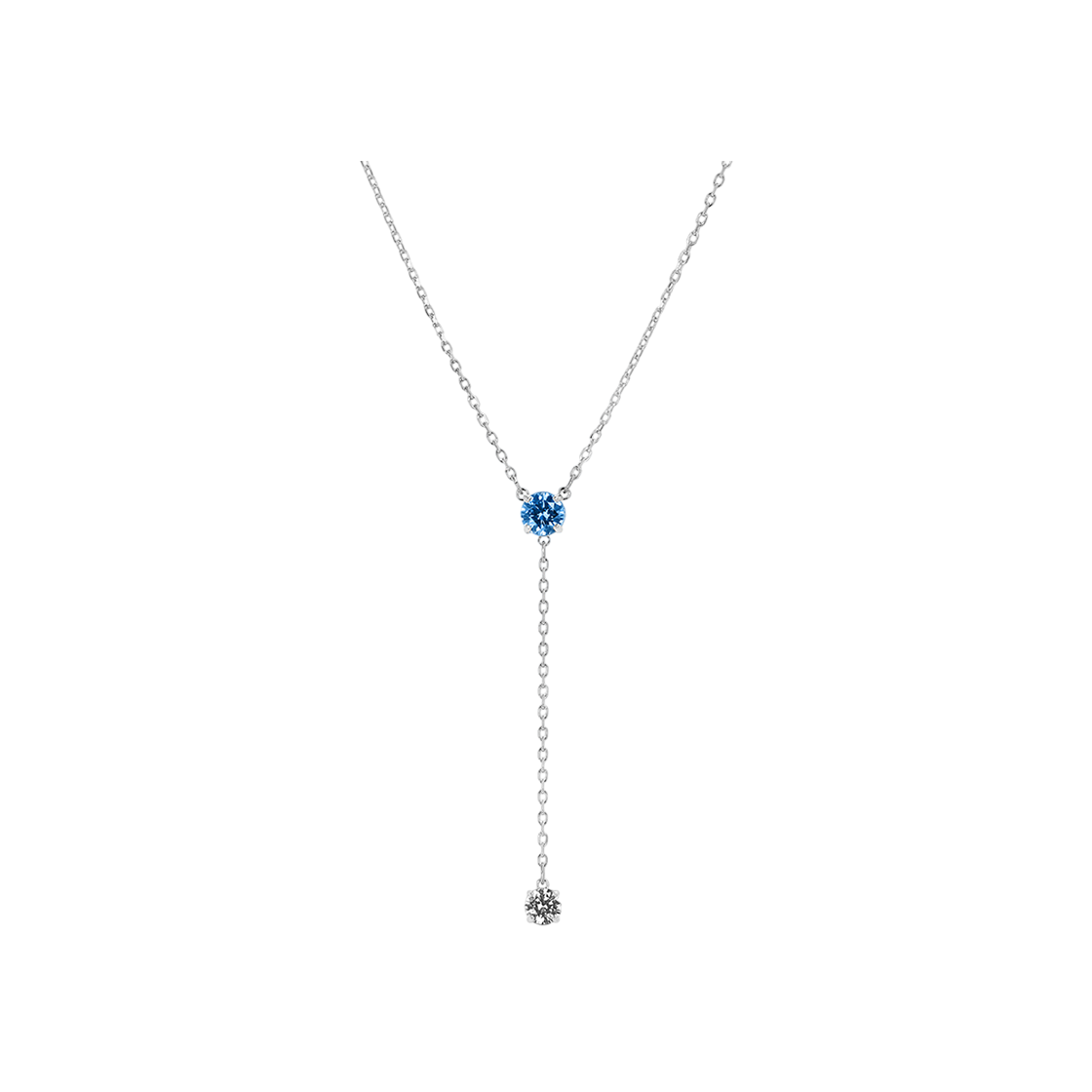 5734249 [20% 쿠폰] (W) Swarovski Stilla Attract Y Necklace Round Cut Blue Rhodium Plated