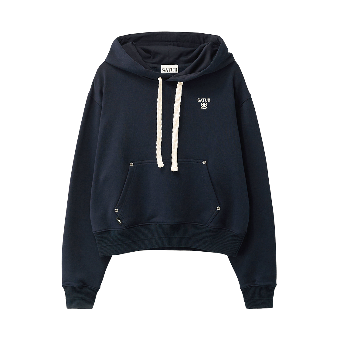 세터 우먼 로렌 스몰 로고 리벳 후드 티셔츠 네이비(SATUR W Loren Small Logo Rivet Hoodie Navy) - 1