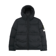 Stone Island 4100019 Matt Ripstop Cordura Advanced Fabrics Down Parka with Water Resistance and Snap Pockets Black - 25FW