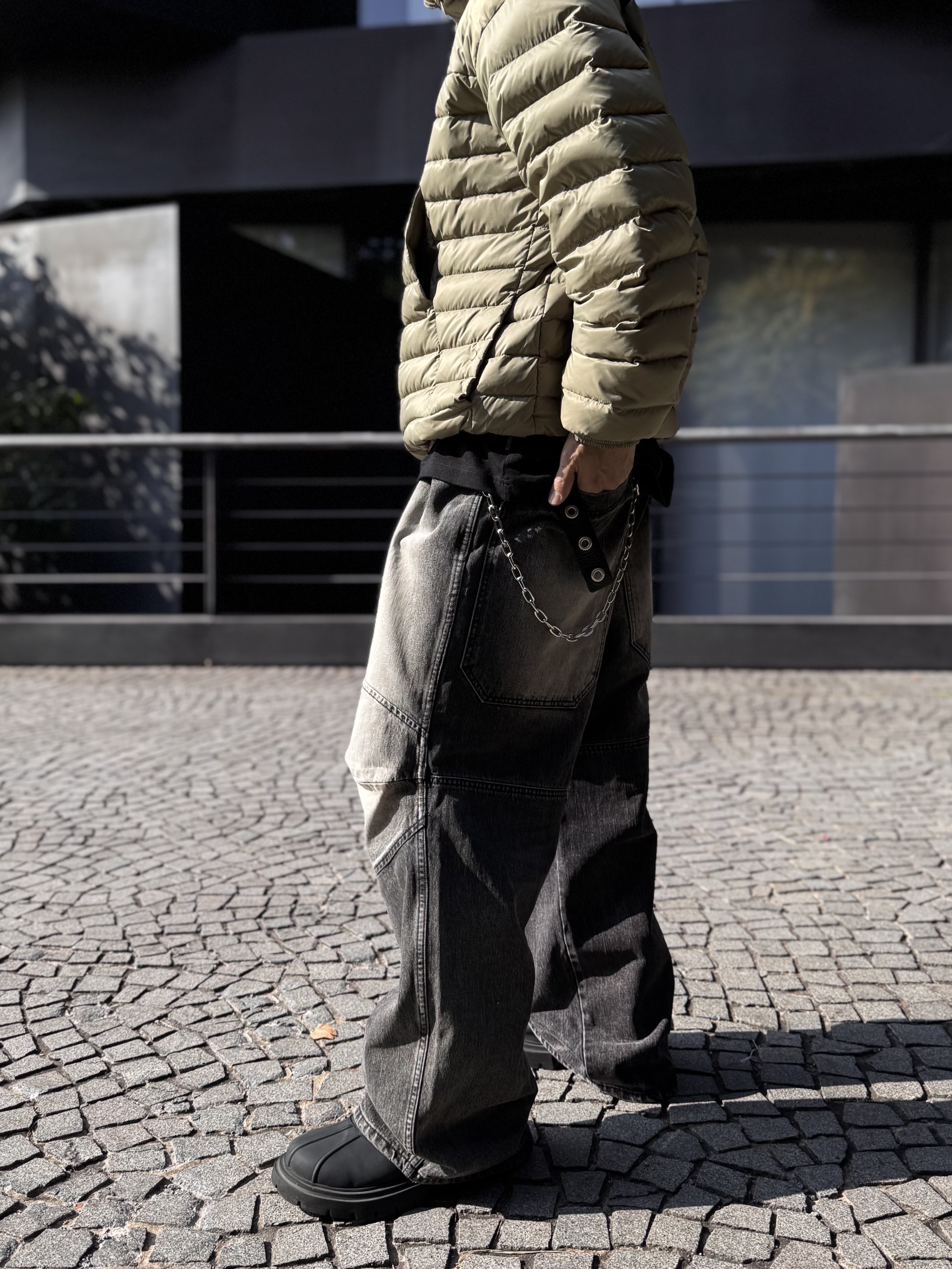 MJD 3D Knee Denim Pants Black 착용 스타일 - 3