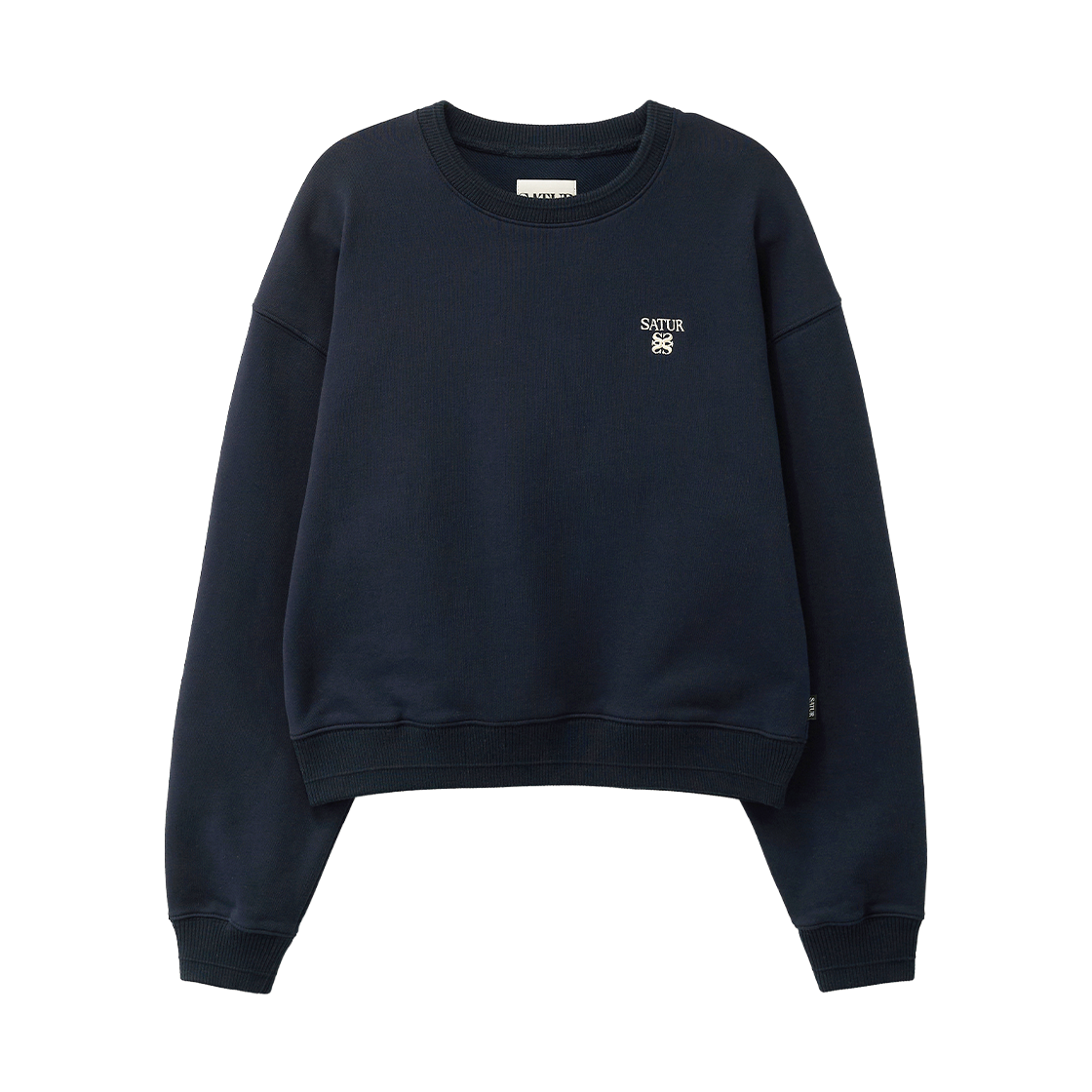 세터 우먼 로렌 스몰 로고 베이직 크롭 스웨트셔츠 네이비(SATUR W Loren Small Logo Basic Crop Sweatshirt Navy) - 1