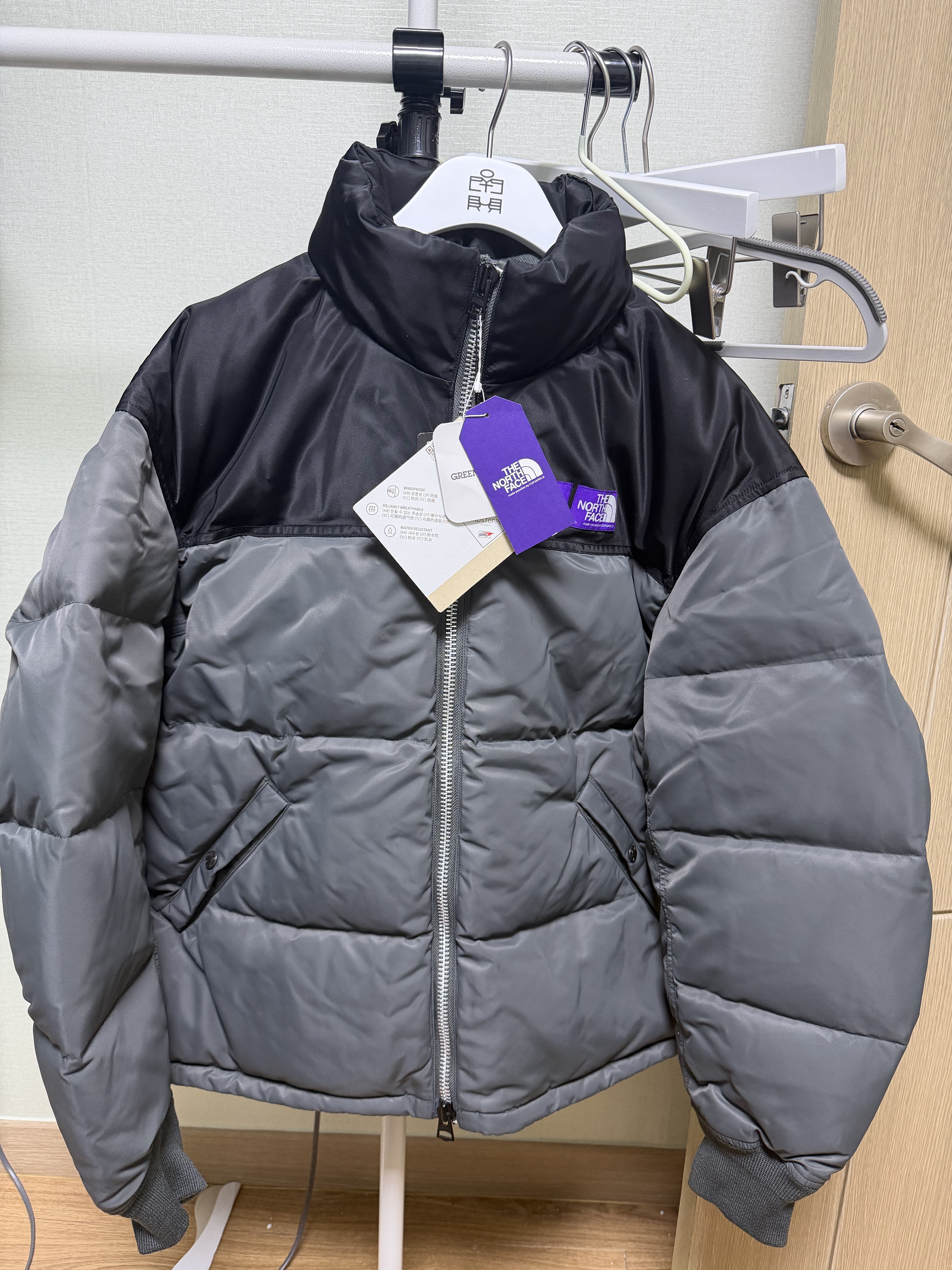 Palace x The North Face Purple Label Windstopper Field Down Jacket Asphalt Gray - 25FW 착용 스타일 - 1