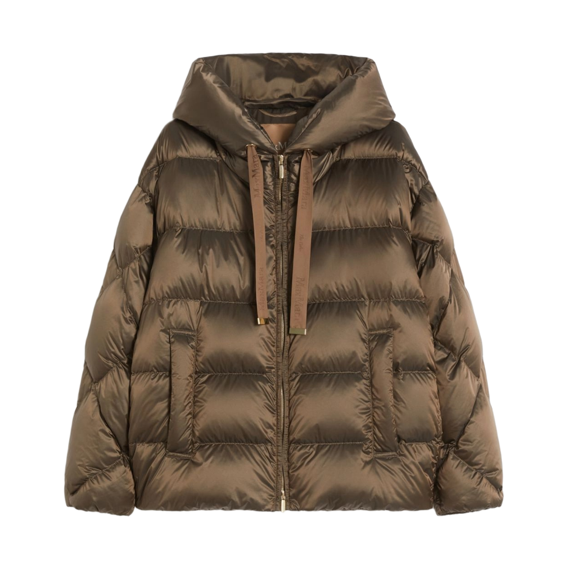 SOFTFE-044 (W) Max Mara The Cube Softfe Water-Repellent Canvas Belted Down Jacket Hazelnut Brown