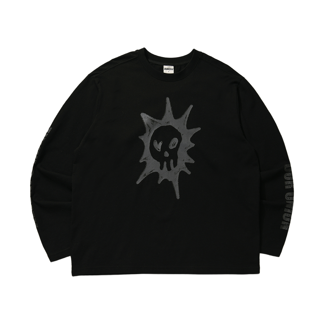 아모우 하트 스컬 롱슬리브 블랙(AMOU Heart Skull Long Sleeve Black)