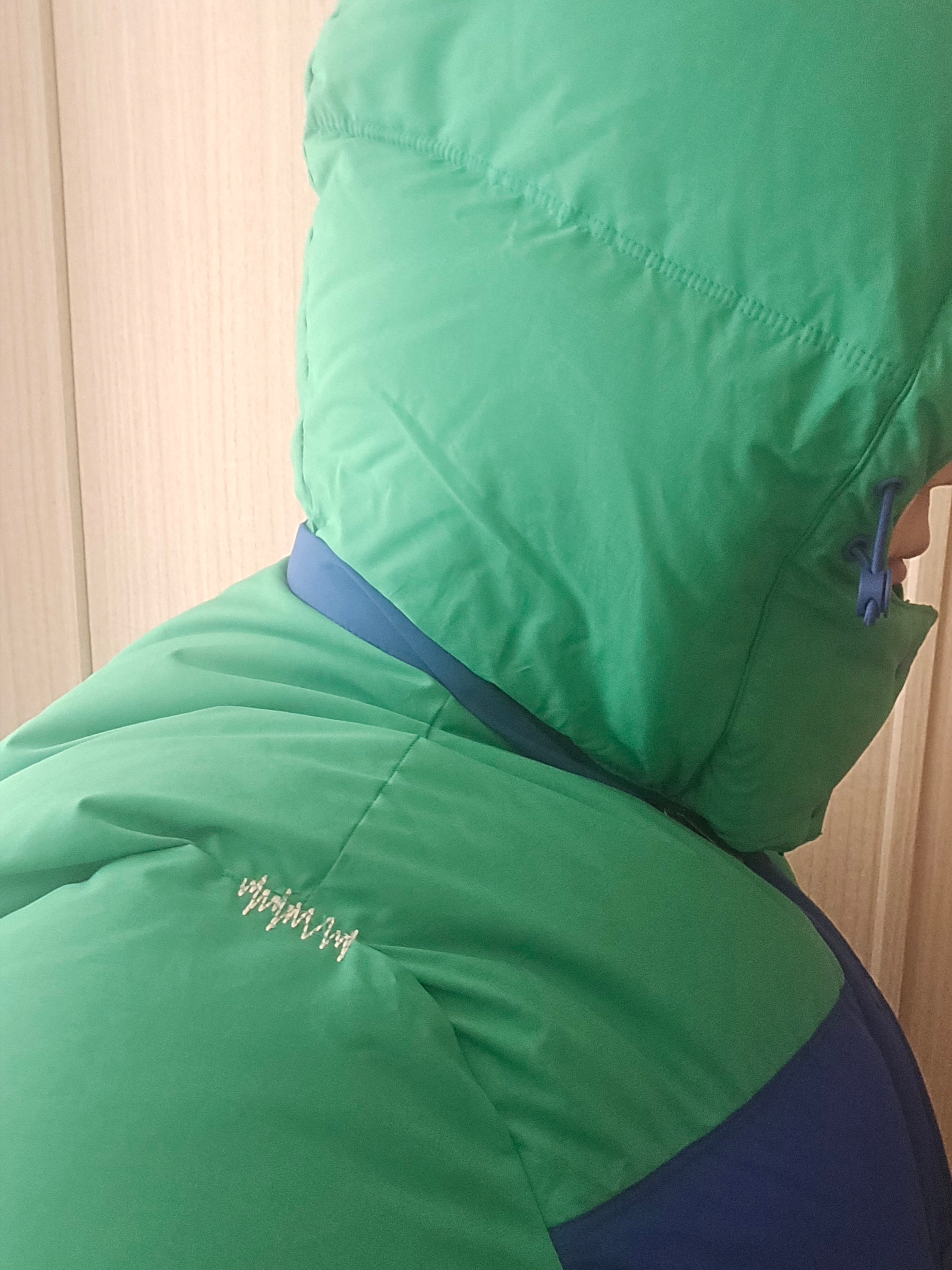 Zara x Ader Error Color Block Jacket Green Blue 착용 스타일 - 2