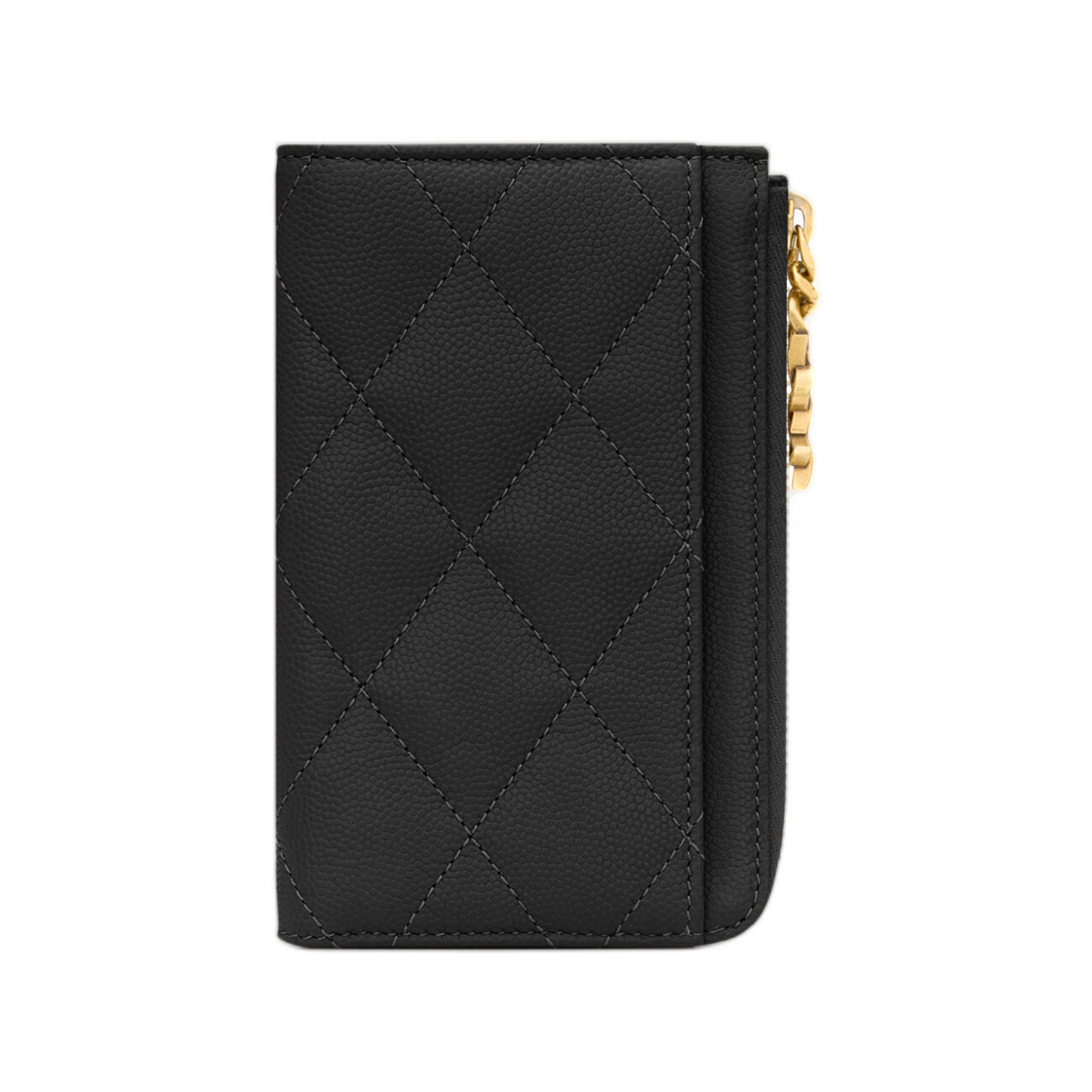 생로랑 카산드라 비쥬 집 카드 케이스 그레인 드 뿌드르 레더 블랙(Saint Laurent Cassandre Bijou Zip Card Case in Grain De Poudre Leather Black) - 1