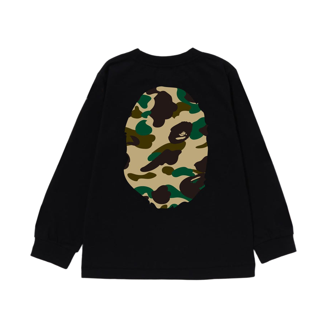(키즈) 베이프 퍼스트 카모 빅 에이프 헤드 롱슬리브 티셔츠 블랙 옐로우((Kids) BAPE 1st Camo Big Ape Head Long Sleeve T-Shirt Black Yellow) - 2
