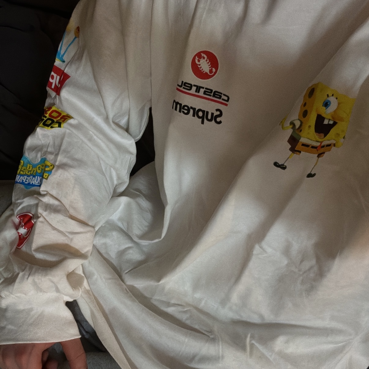 Supreme x SpongeBob SquarePants Castelli Racing L/S T-Shirt White - 25SS 착용 스타일