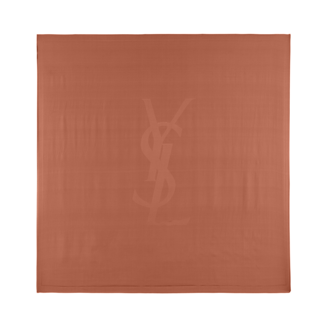 859915-3Y039-6300 Saint Laurent Cassandre Square Scarf in Silk Charmeuse Terracotta
