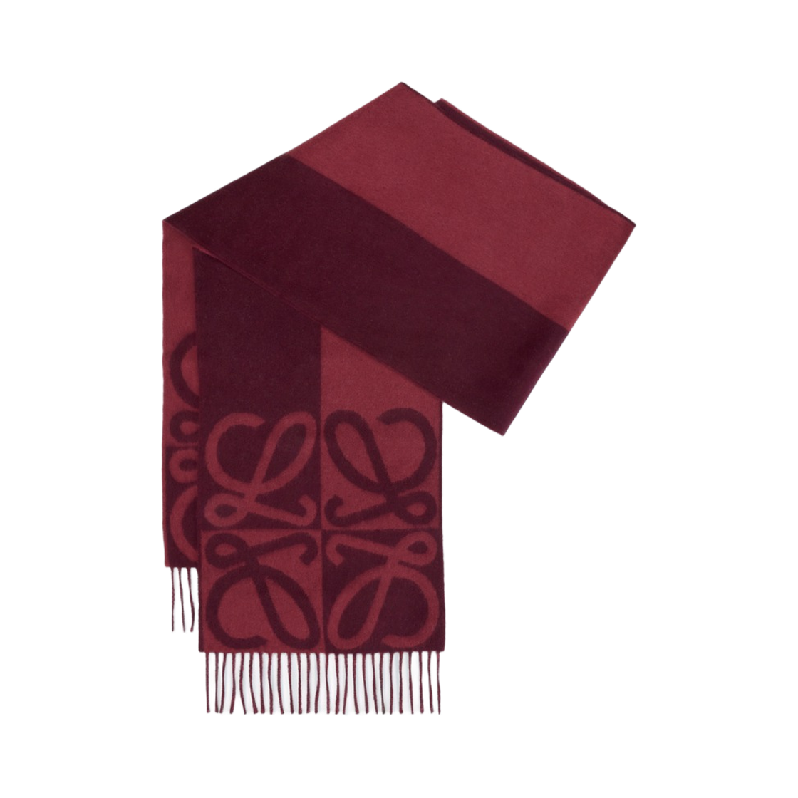 (W) 로에베 울 캐시미어 머플러 버건디 마호가니((W) Loewe Muffler in Wool and Cashmere Burgundy Mahogany) - 1