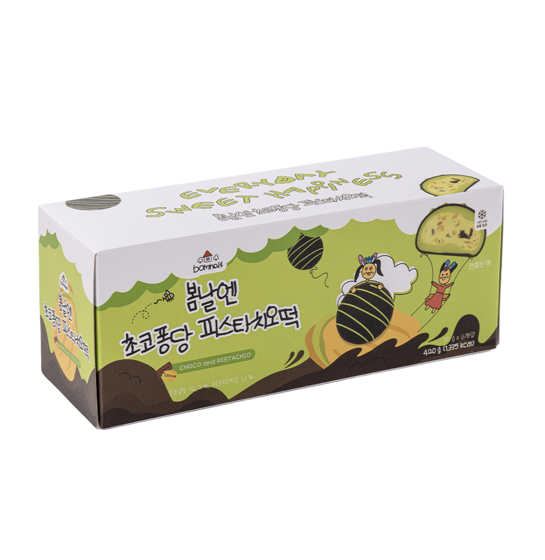 봄날엔 초코퐁당 피스타치오떡 (70g x 6개입)(Bomnal& Choco Pongdang Pistachio Tteok (70g x 6ea))