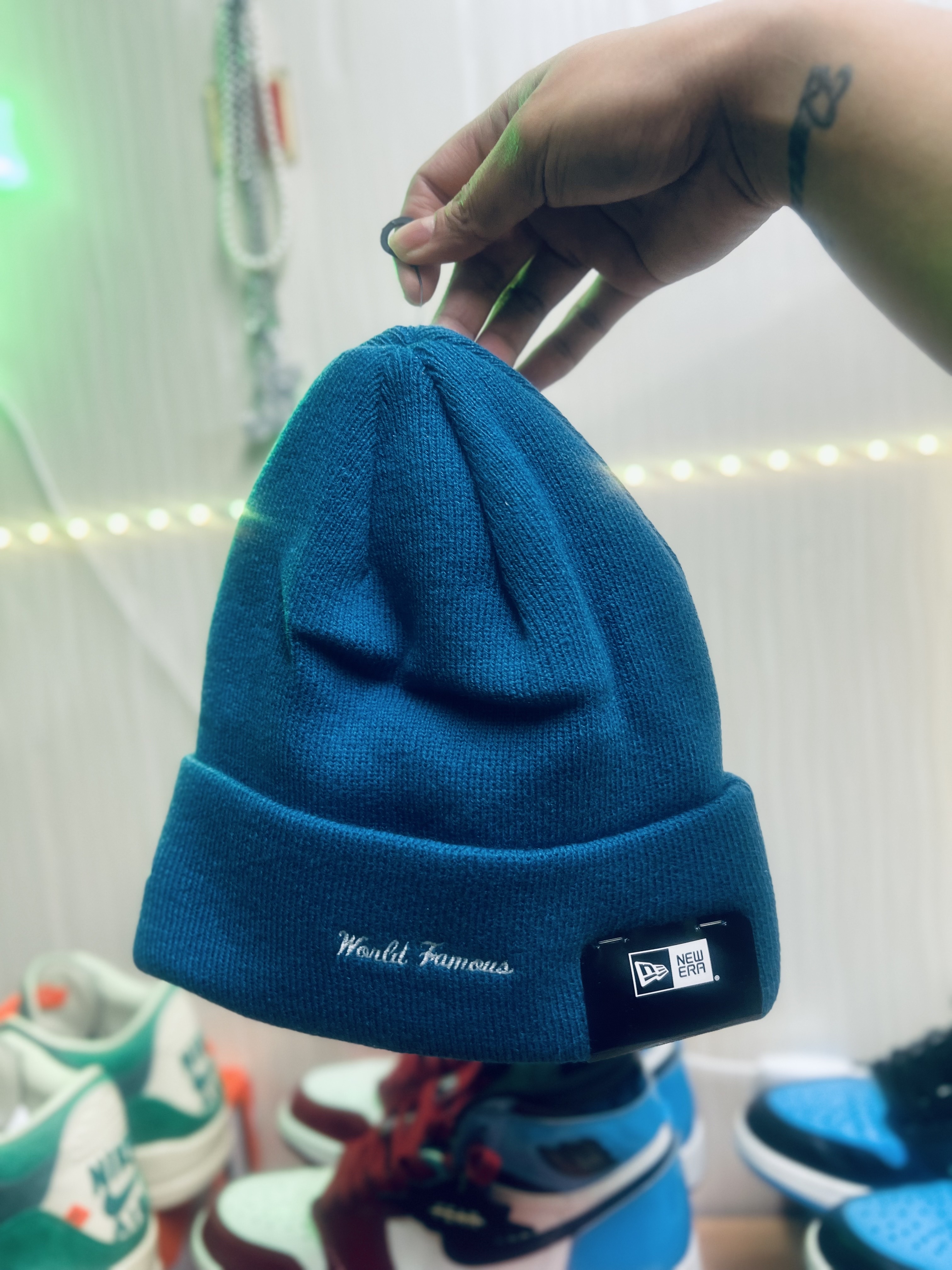 Supreme New Era Box Logo Beanie Blue - 23FW 착용 스타일 - 1