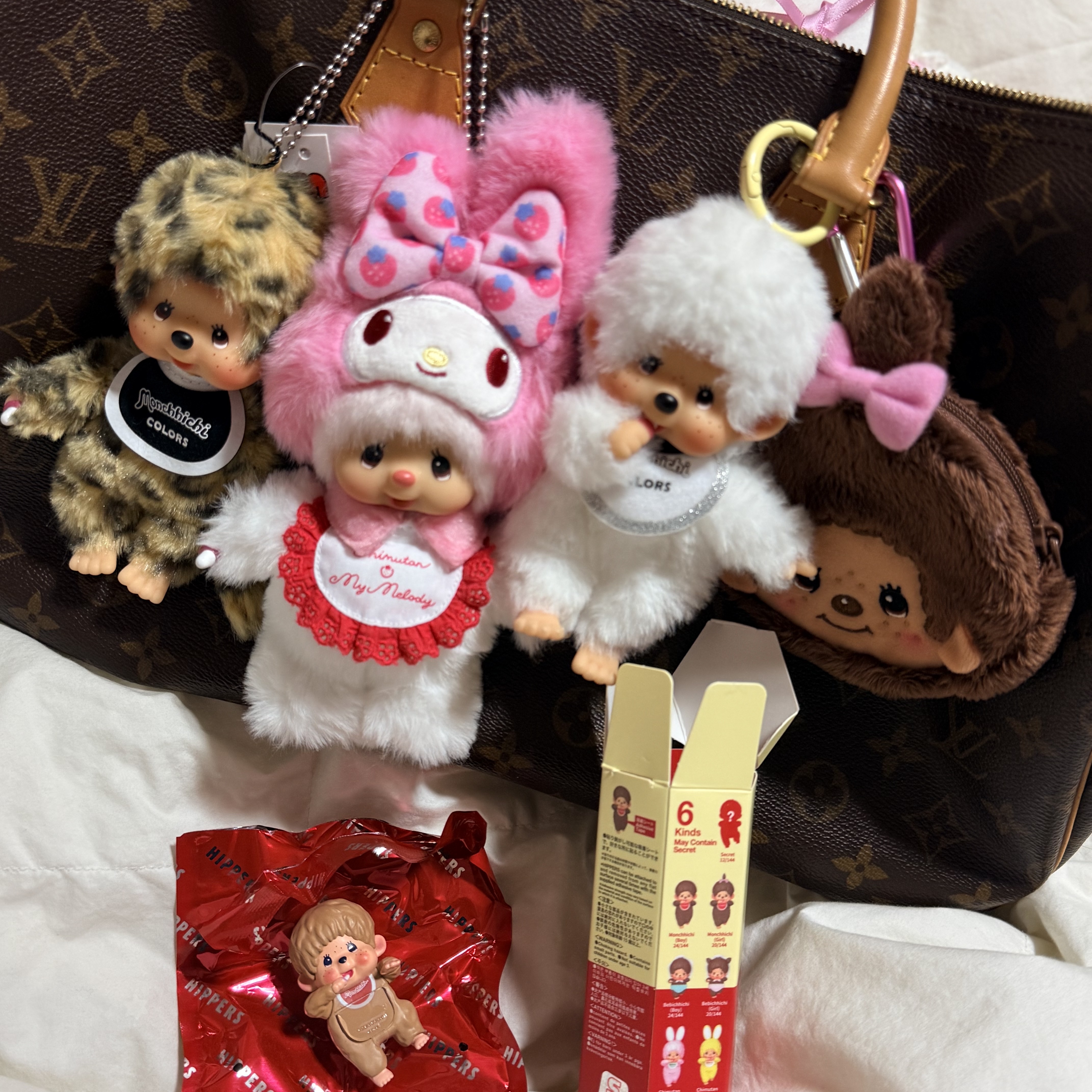 Monchhichi Colors Keychain Leopard Print 착용 스타일 - 1