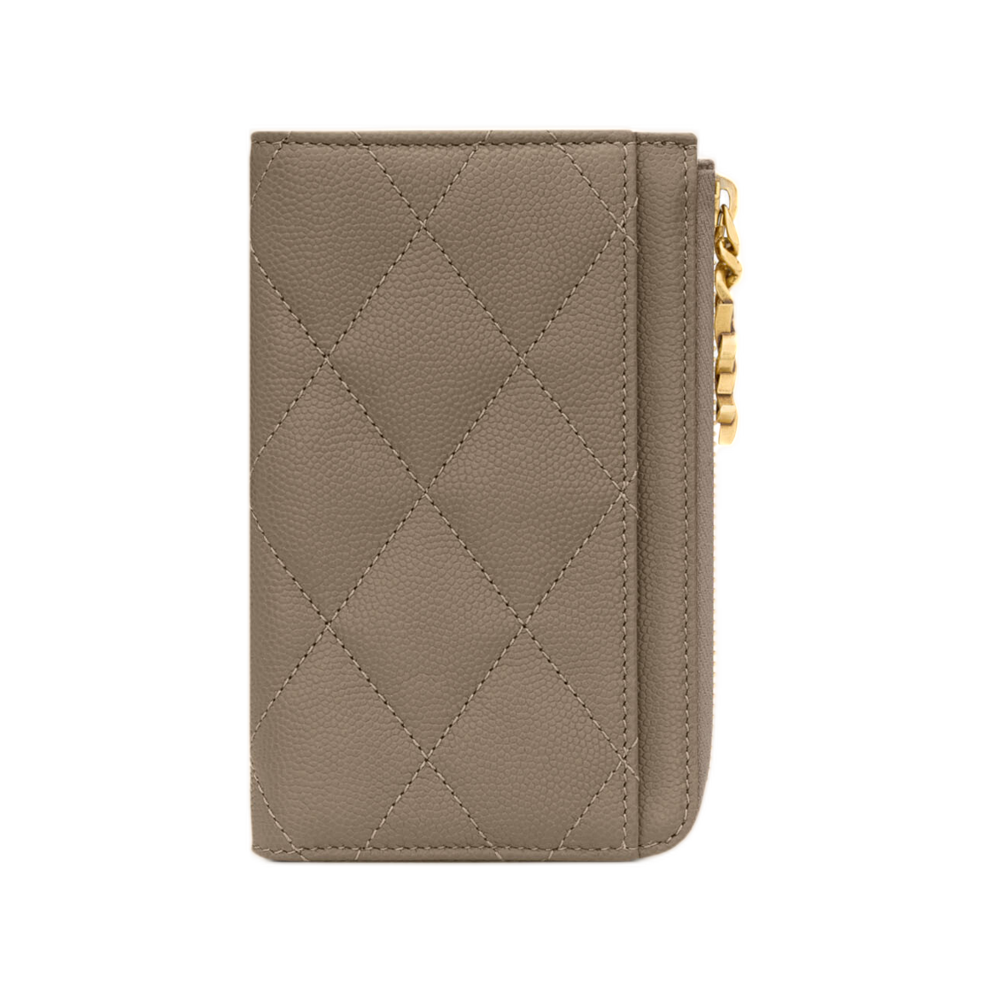 생로랑 카산드라 비쥬 집 카드 케이스 그레인 드 뿌드르 레더 라이트 토프(Saint Laurent Cassandre Bijou Zip Card Case in Grain De Poudre Leather Light Taupe) - 1