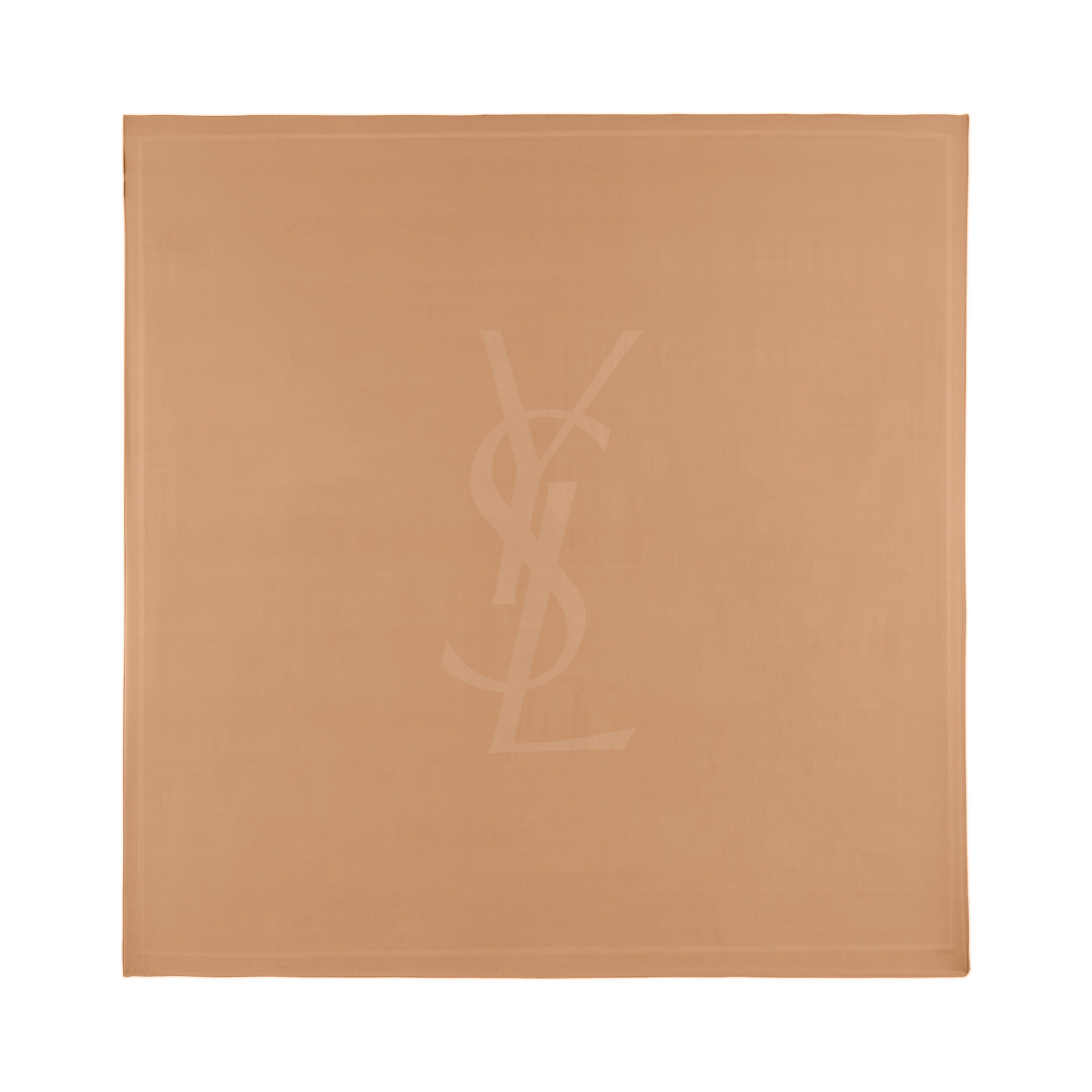 859915-3Y039-9800 Saint Laurent Cassandre Square Scarf in Silk Charmeuse Camel