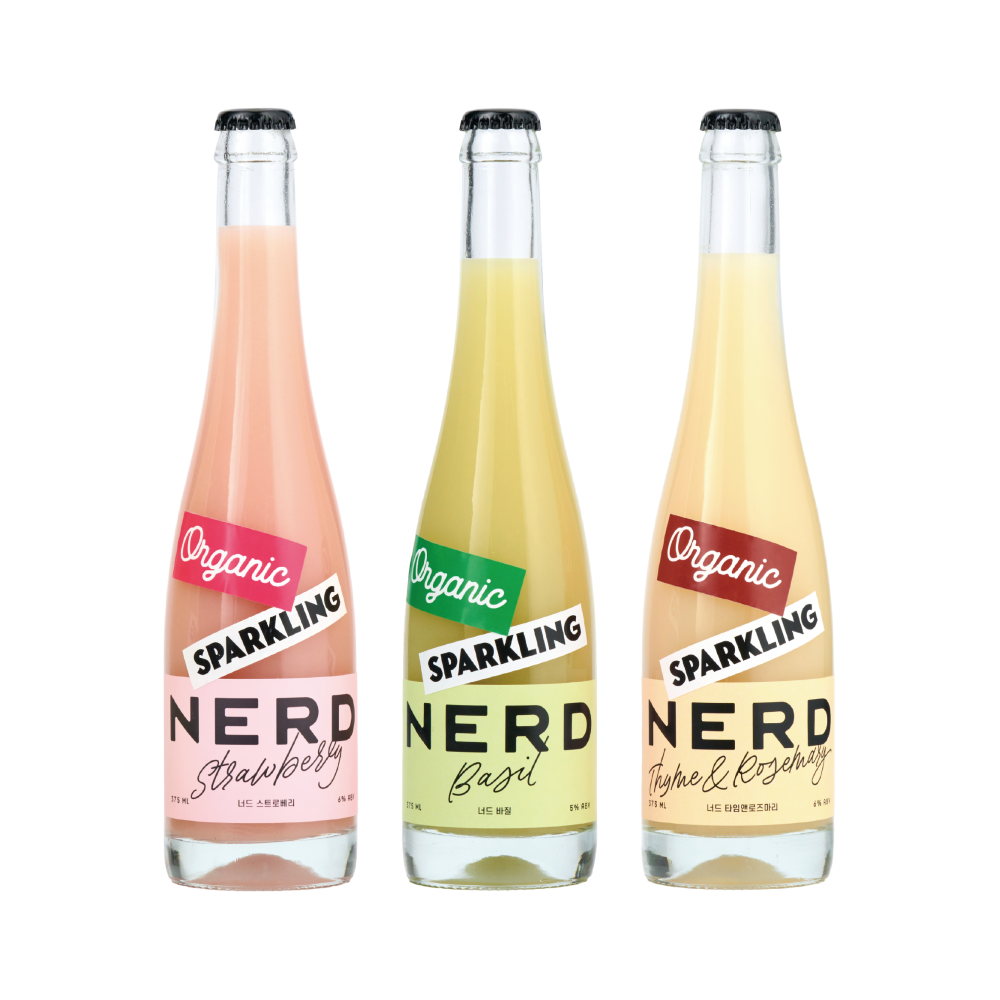 너드 스파클링 3병 세트 (바질, 타임, 스트로베리) 375ml(NERD X Sparkling 3 Bottle Set (Basil · Thyme · Strawberry) 375 ml)