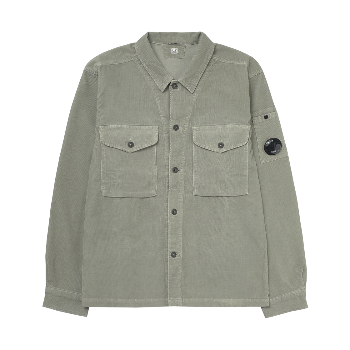 C.P. 컴퍼니 코듀로이 렌즈 버튼 오버셔츠 펀가이 그레이 - 25FW(C.P. Company Corduroy Lens Buttoned Overshirt Fungi Grey - 25FW)