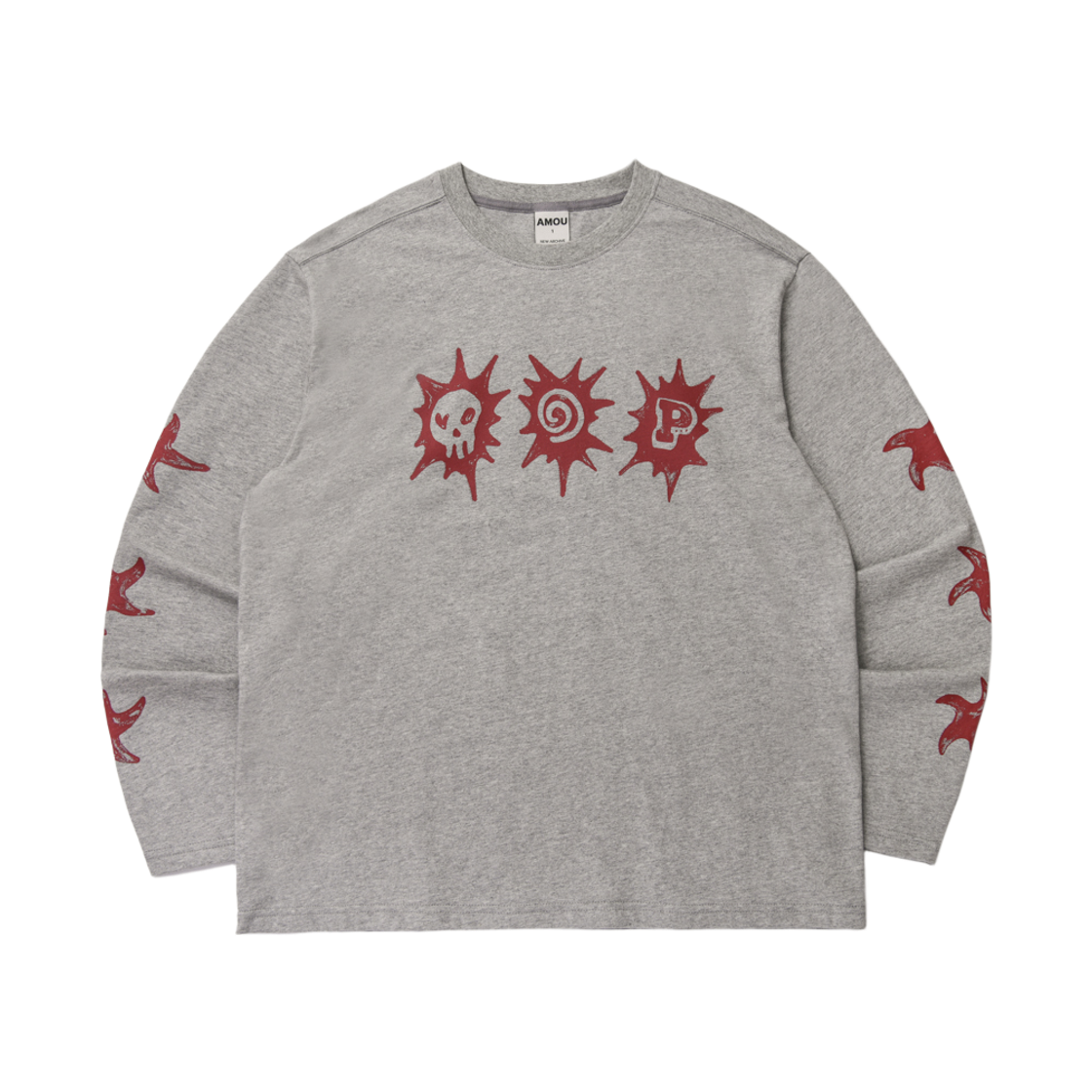 아모우 3스팟 롱슬리브 그레이(AMOU 3Spot Long Sleeve Gray)