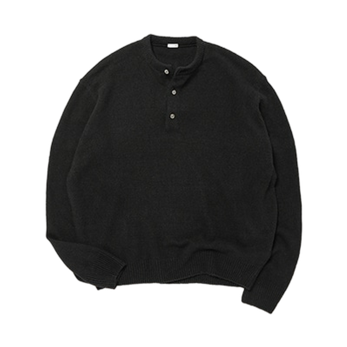 아프레쎄 워시드 실크 넵 헨리 넥 스웨터 블랙 - 26SS(A.Presse Washed Silk Nep Henry Neck Sweater Black - 26SS) - 1