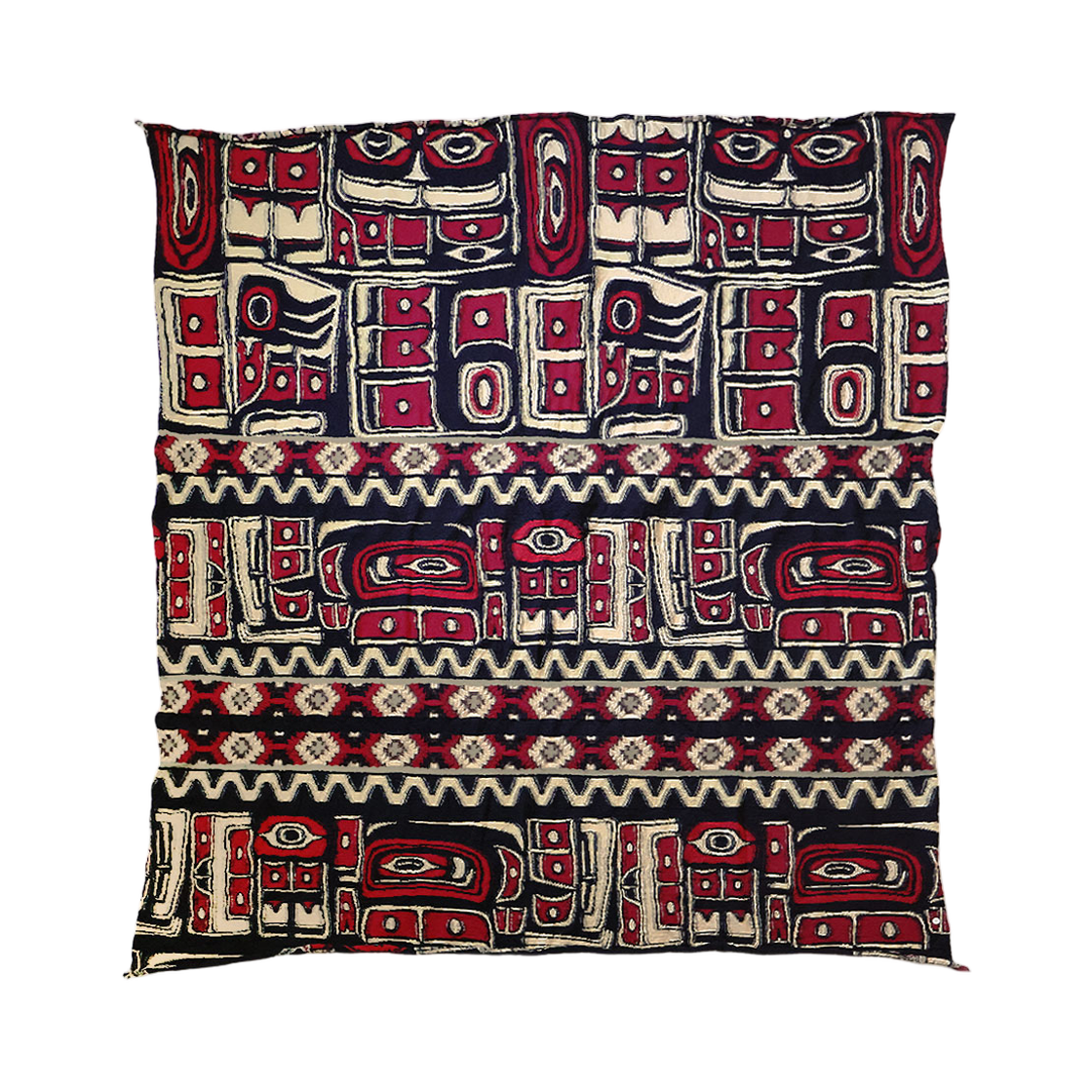 캐피탈 펠티드 울 알래스카 레이븐 블랭킷 레드(Kapital Felted Wool Alaska-Raven Blanket Red)
