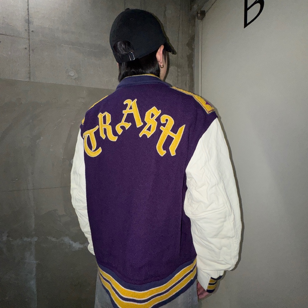 Needles Lettered Jacket Wool Melton Purple 착용 스타일 - 2