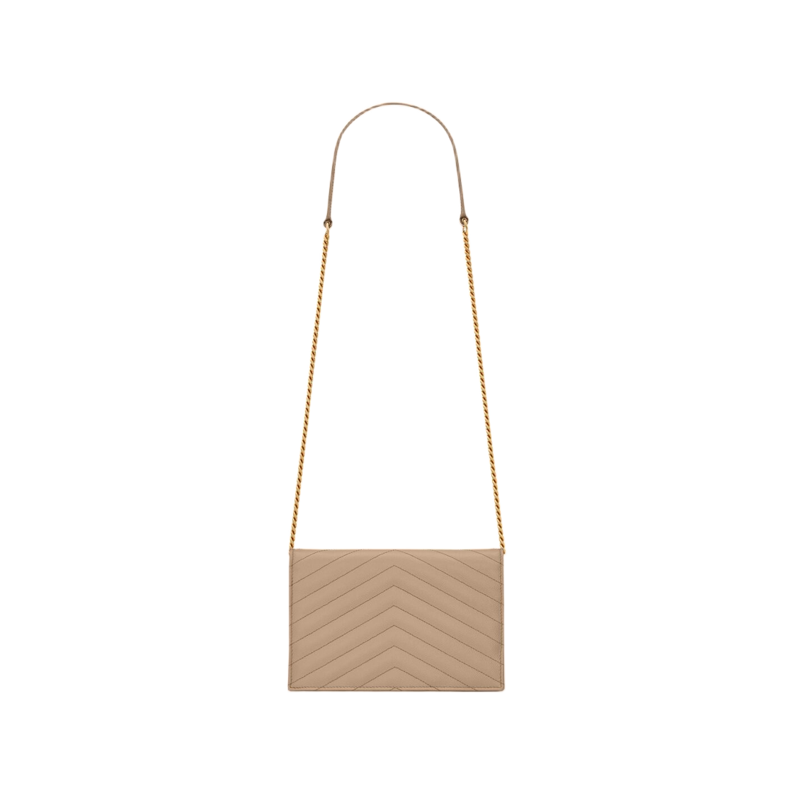 생로랑 카산드라 엔벨로프 체인 월렛 그레인 드 뿌드르 레더 다크 베이지(Saint Laurent Cassandre Envelope Chain Wallet in Grain De Poudre Leather Dark Beige) - 2