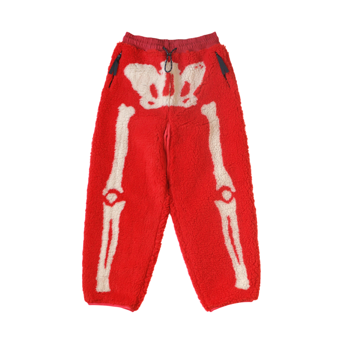 K2512LP822 Kapital Bone Pattern Boa Fleece Easy Pants Red